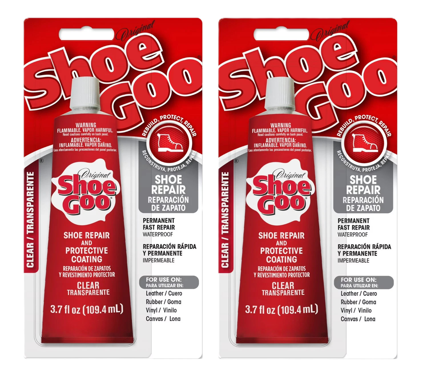 (2 Pack) Eclectic Shoe Goo Shoe Repair Adhesive, Clear, 3.7 fl oz NEW!!!
