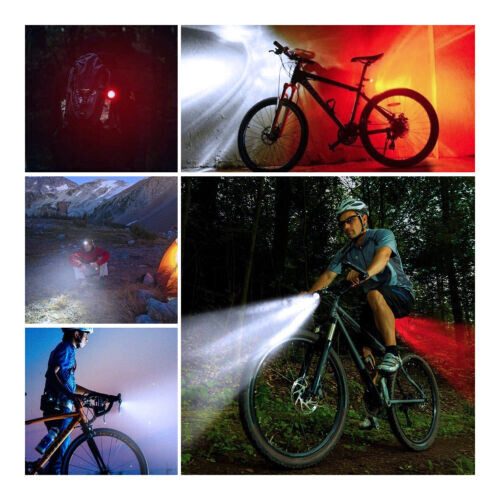 2 Set USB Rechargeable LED Bicycle Headlight Bike Front Rear Lamp Cycling Light