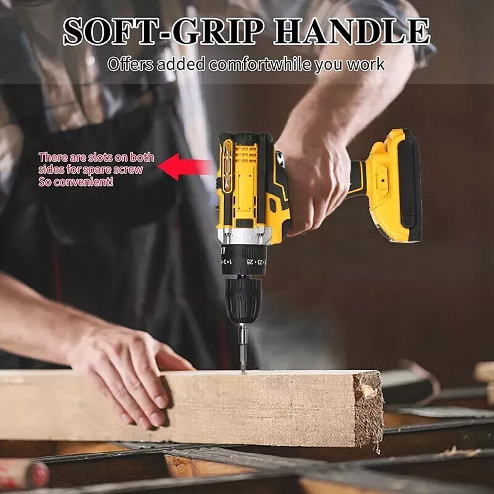 Hammer Drill Cordless Brushless Impact Driver Combo Kit With 2 Battery Charger