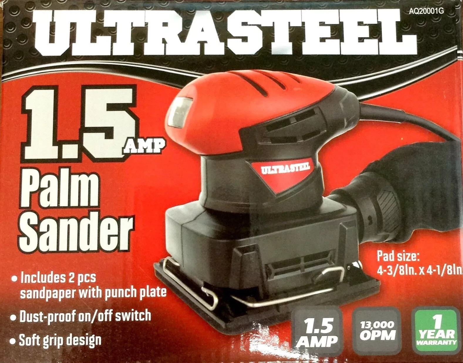 Ultra Steel Wood Finishing Corded Electric Power 1.5 Amp Hand Palm Sander