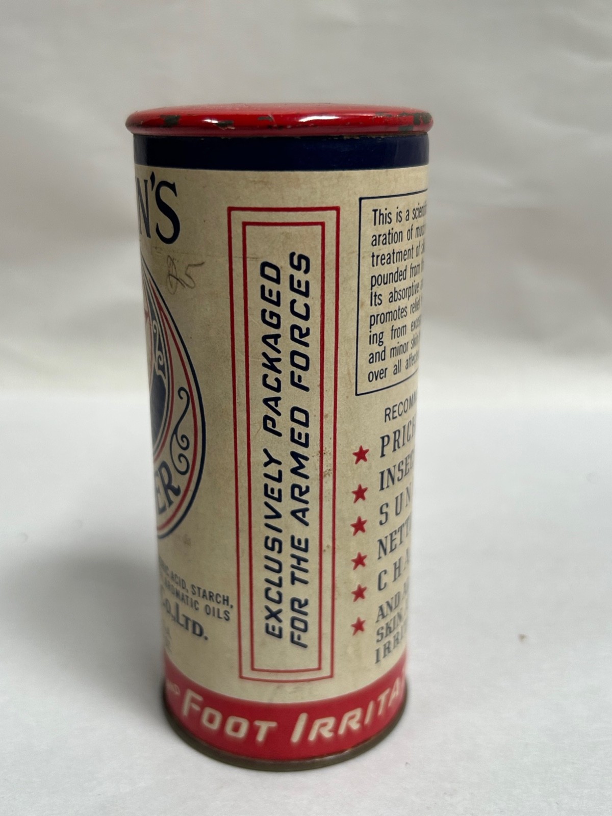 Vintage Ammen's Powder Armed Forces Military Advertising Container (A5)