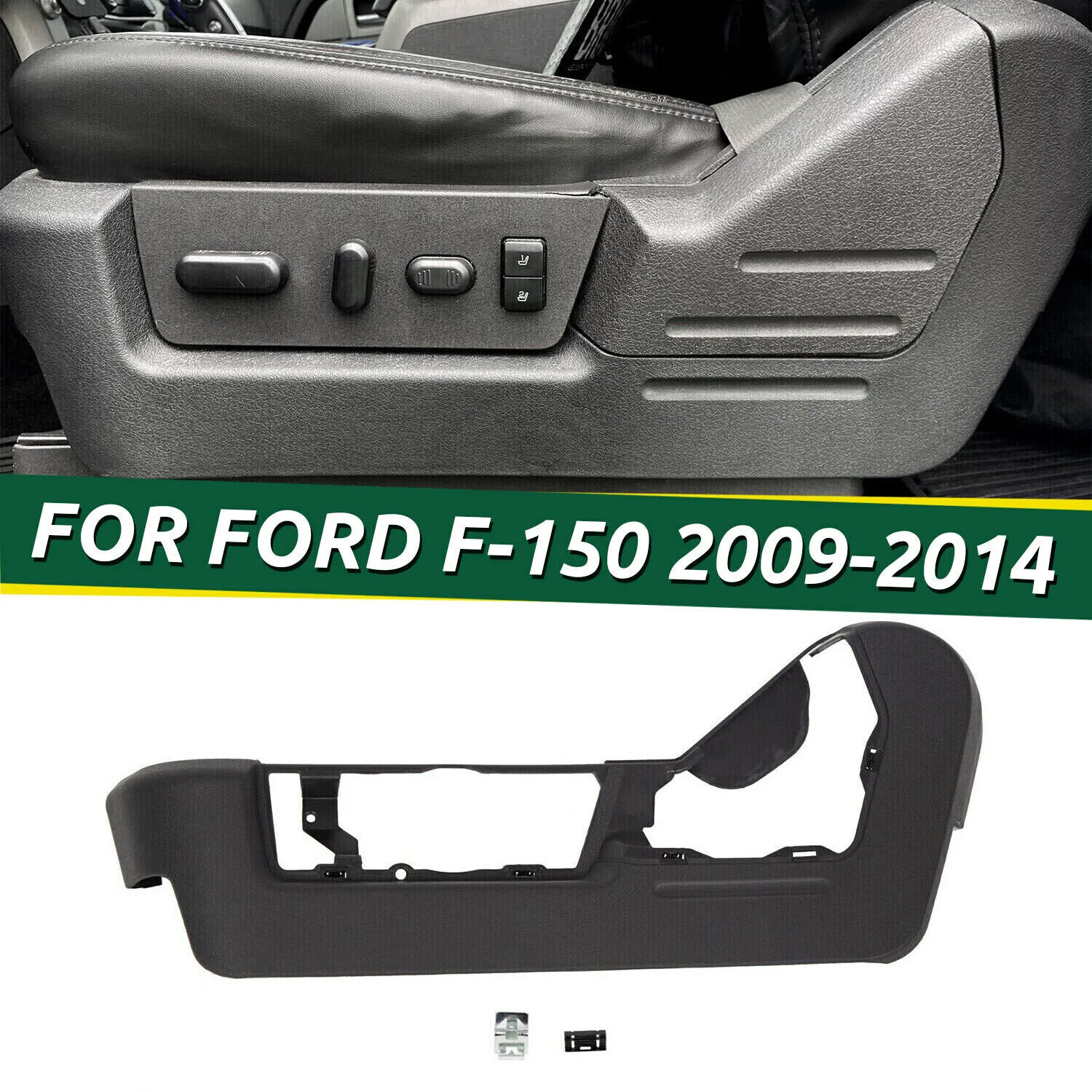 For 2009-2014 Ford F150 Driver Left Seat Cover Bezel Trim Panel Black 09 10 11