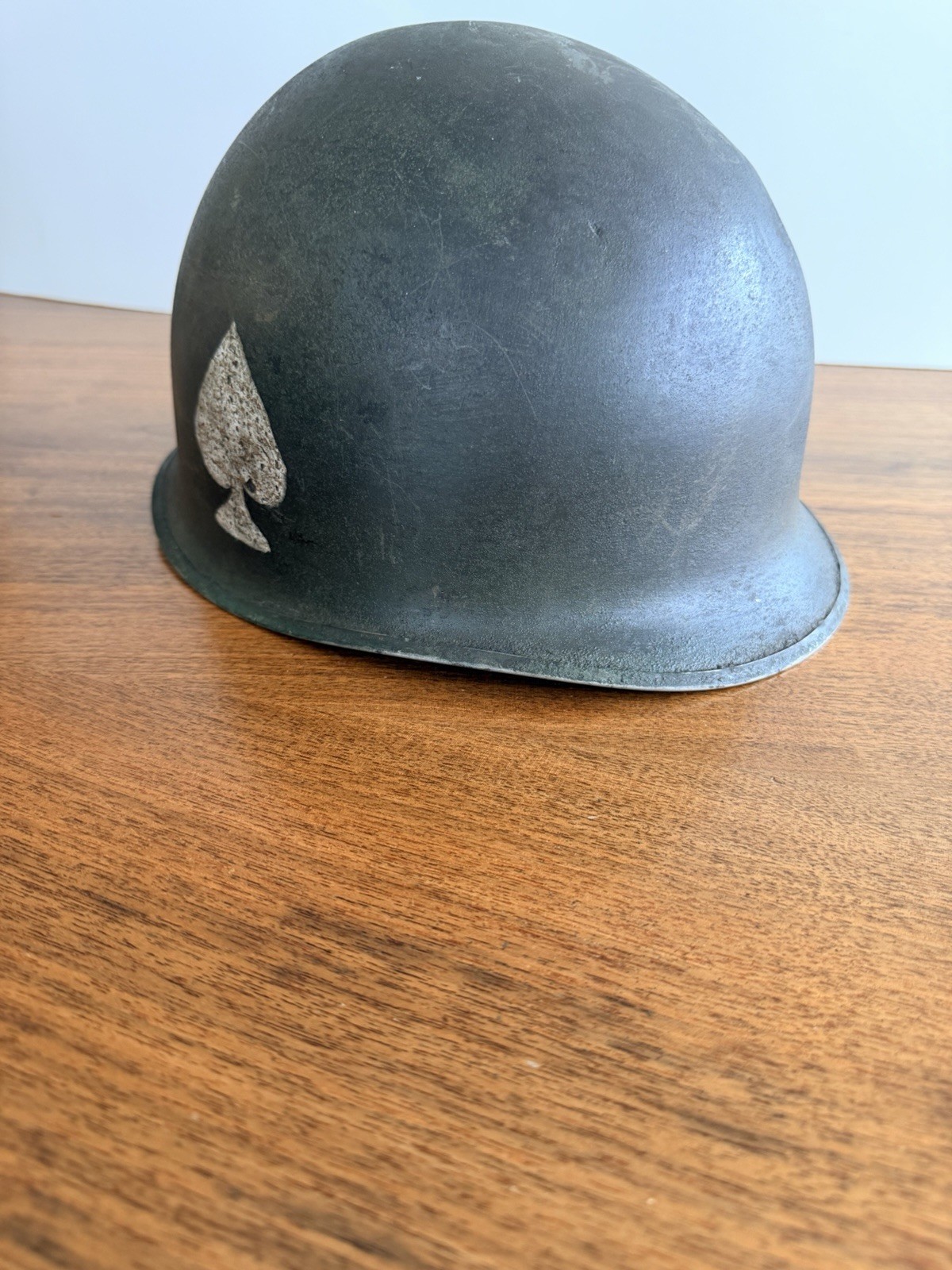 Vintage M1 Style Combat Helmet — WWII Style Spade Decal — Authenticity Uncertain