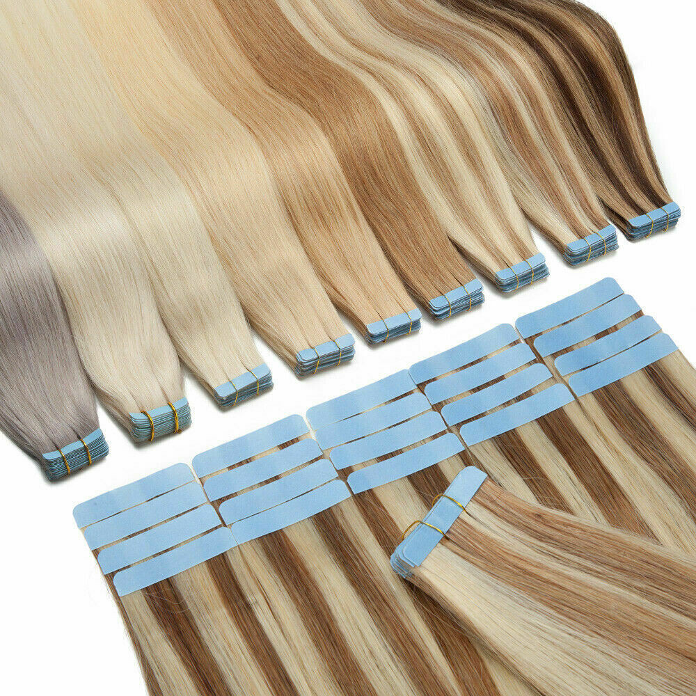 Seamless Tape in Human Hair Extensions Skin Weft Tape-on Real Thick Hair 16-26in