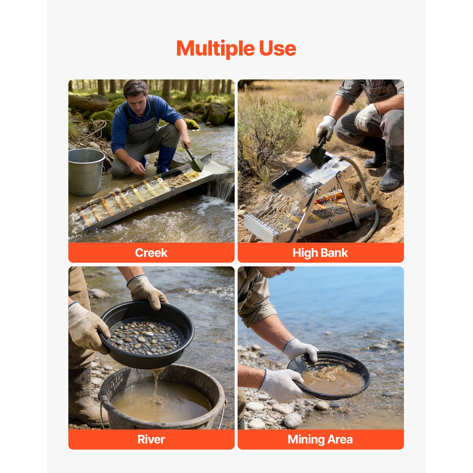 Uimoso Folding Highbanker Gold Panning Kit with 50" Sluice Box