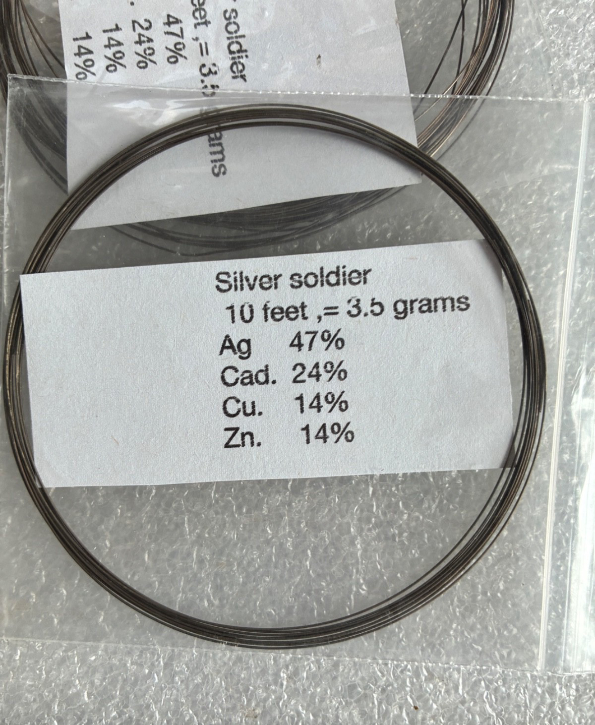 Silver Solder / 47% Silver / .016"- 26 gauge / 10 ft Length / Old stock