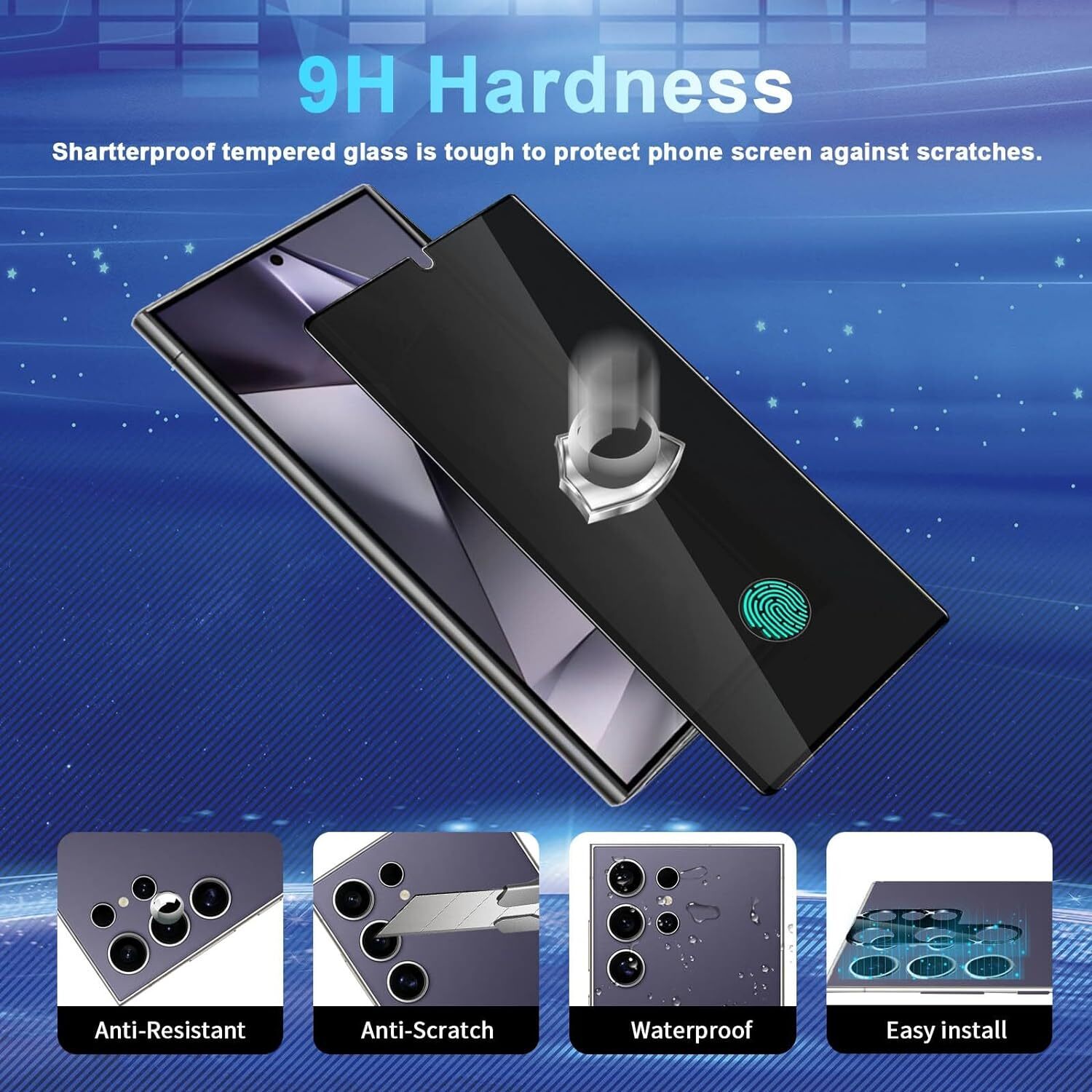 Tempered Glass Privacy Screen Protector for Samsung Galaxy S24 Ultra Lens Protec