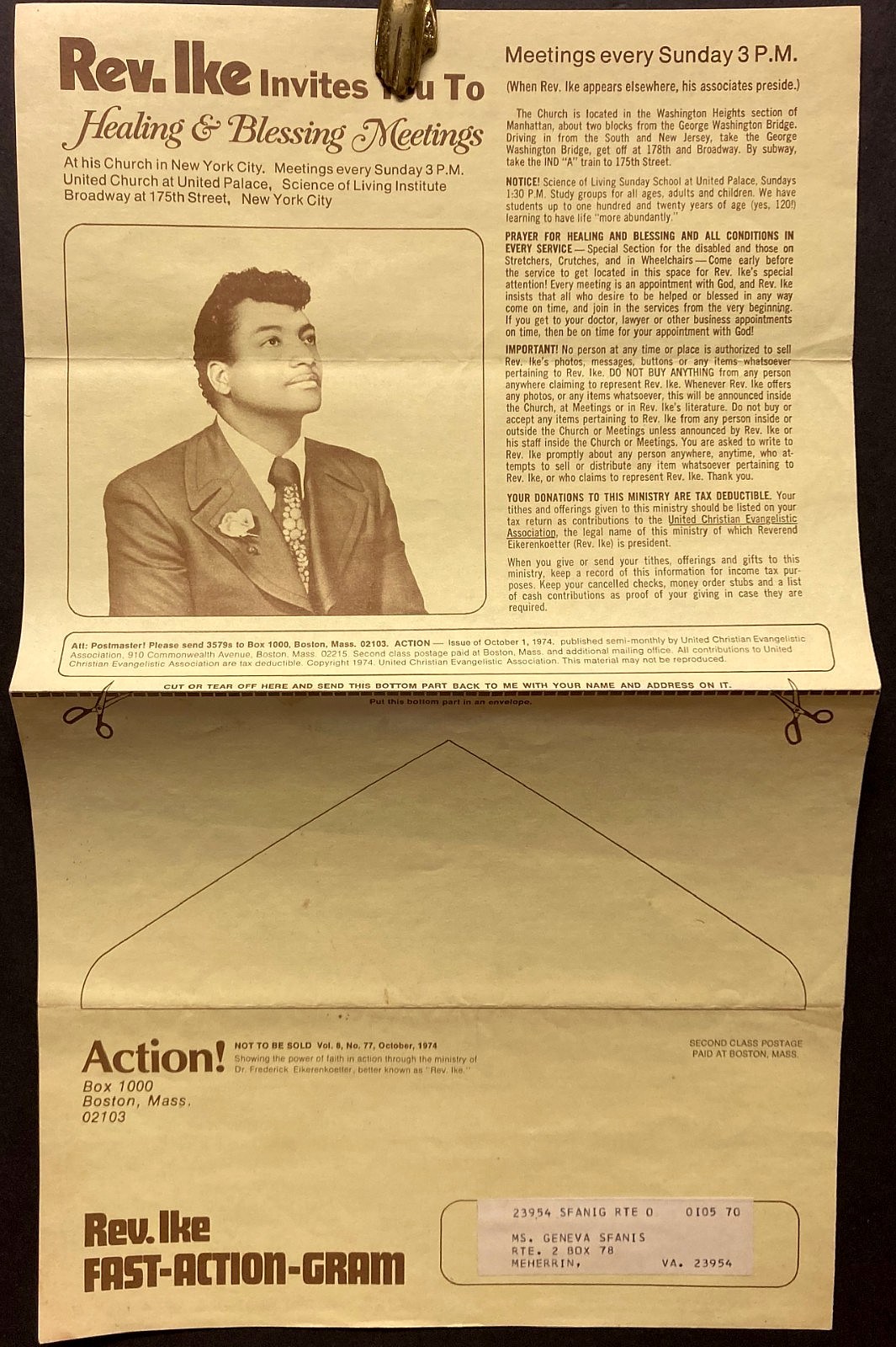 Vtg Lot African American Prosperity Evangelist Rev. Ike~1970s Action! + Ephemera