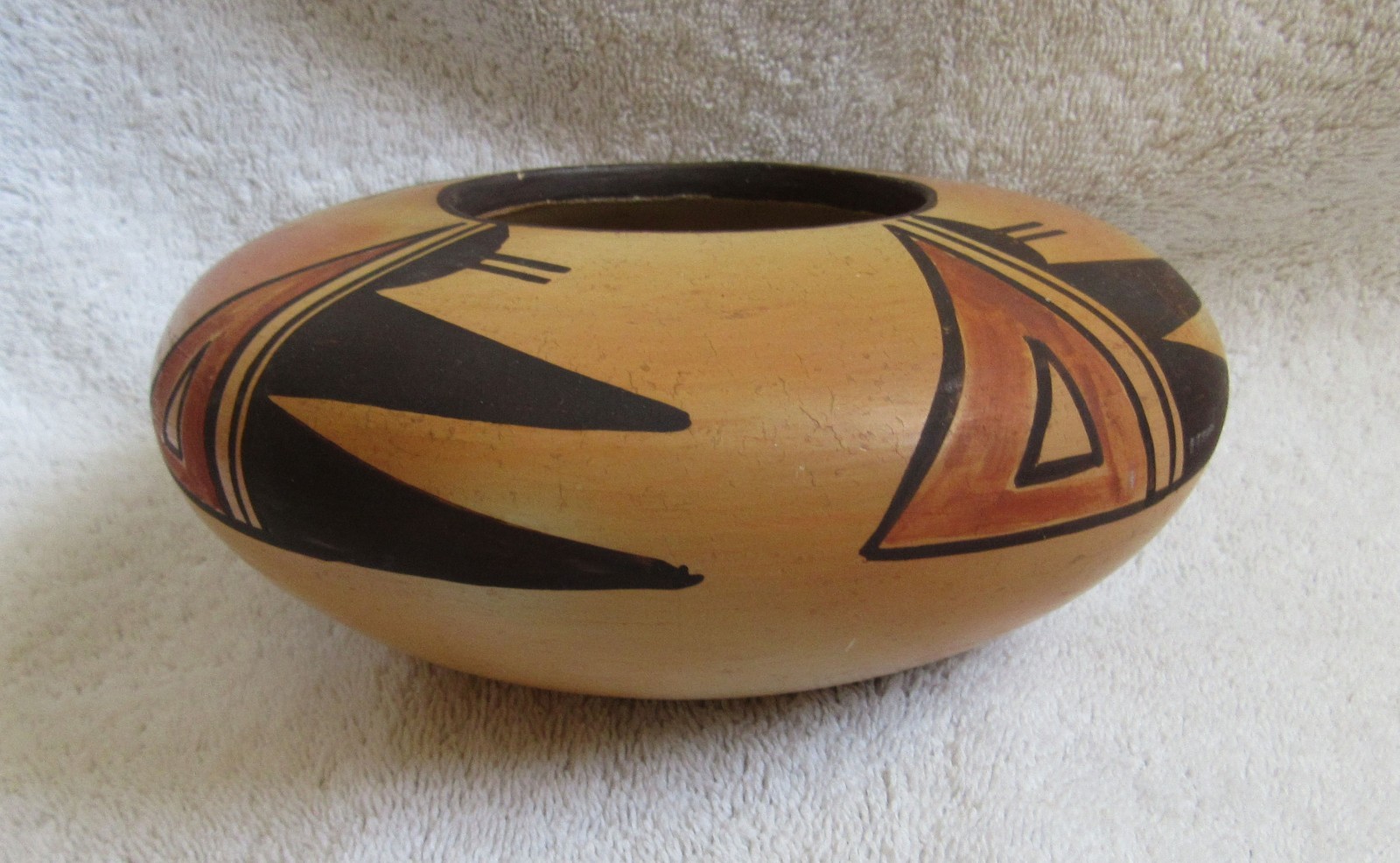 Antique Hopi Indian Nampeyo Style Sikyatki Revival Design Art Pottery Bowl Vase