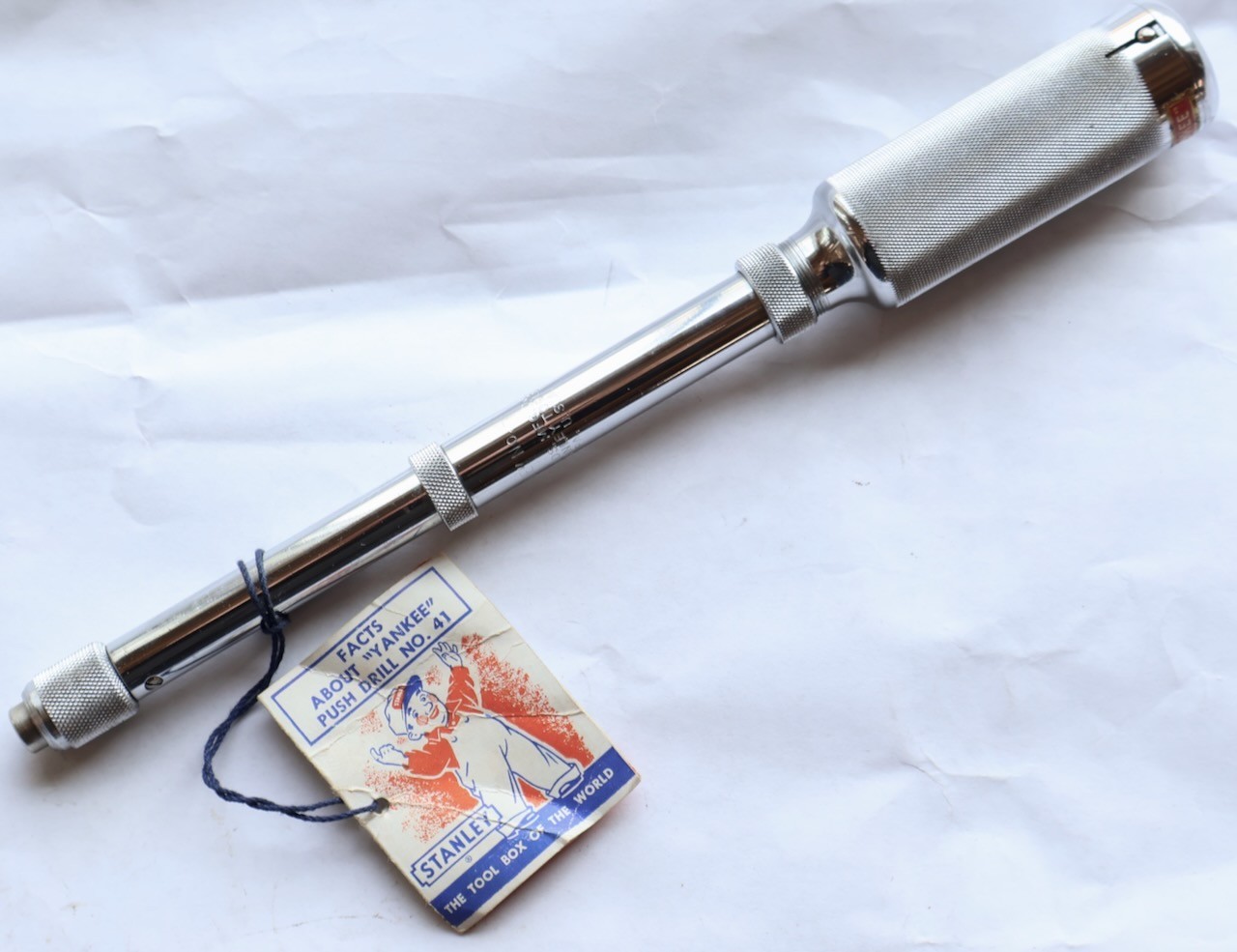 North Bros "YANKEE" No. 41 Push Drill + 8 Bits + Box + Insert / NOS / MT Tools