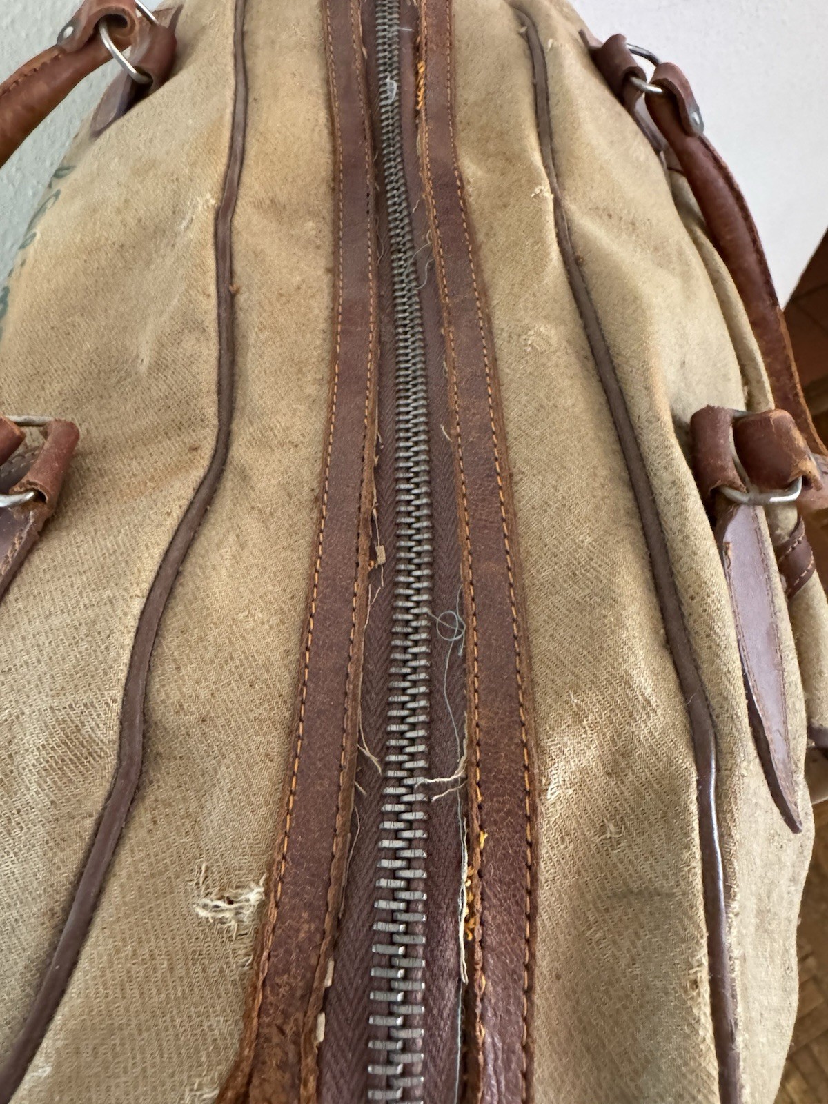 1950s Vtg Korean War Hand Painted Okinawa & Korea UN Forces Souvenir Duffel Bag