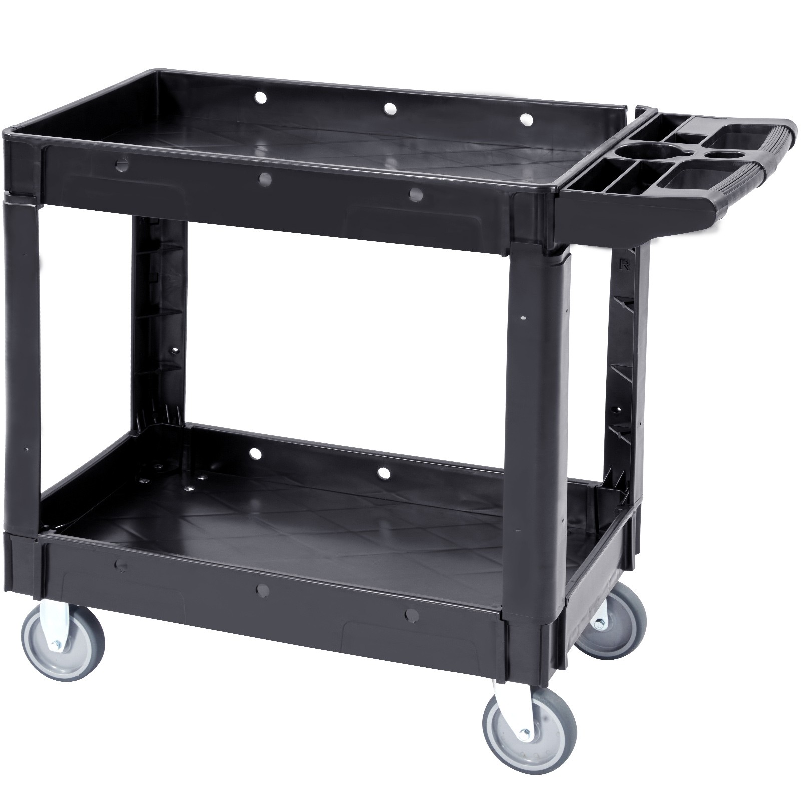 VEVOR Utility Service Cart Rolling Cart 2 Shelf 550LBS with 360° Swivel Wheels