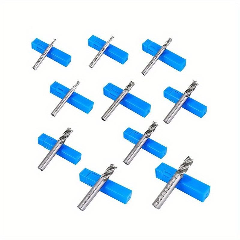 10 Set End Mill 4 Flute Milling Cutter HSS Straight Shank Drill Bit 2-12mm