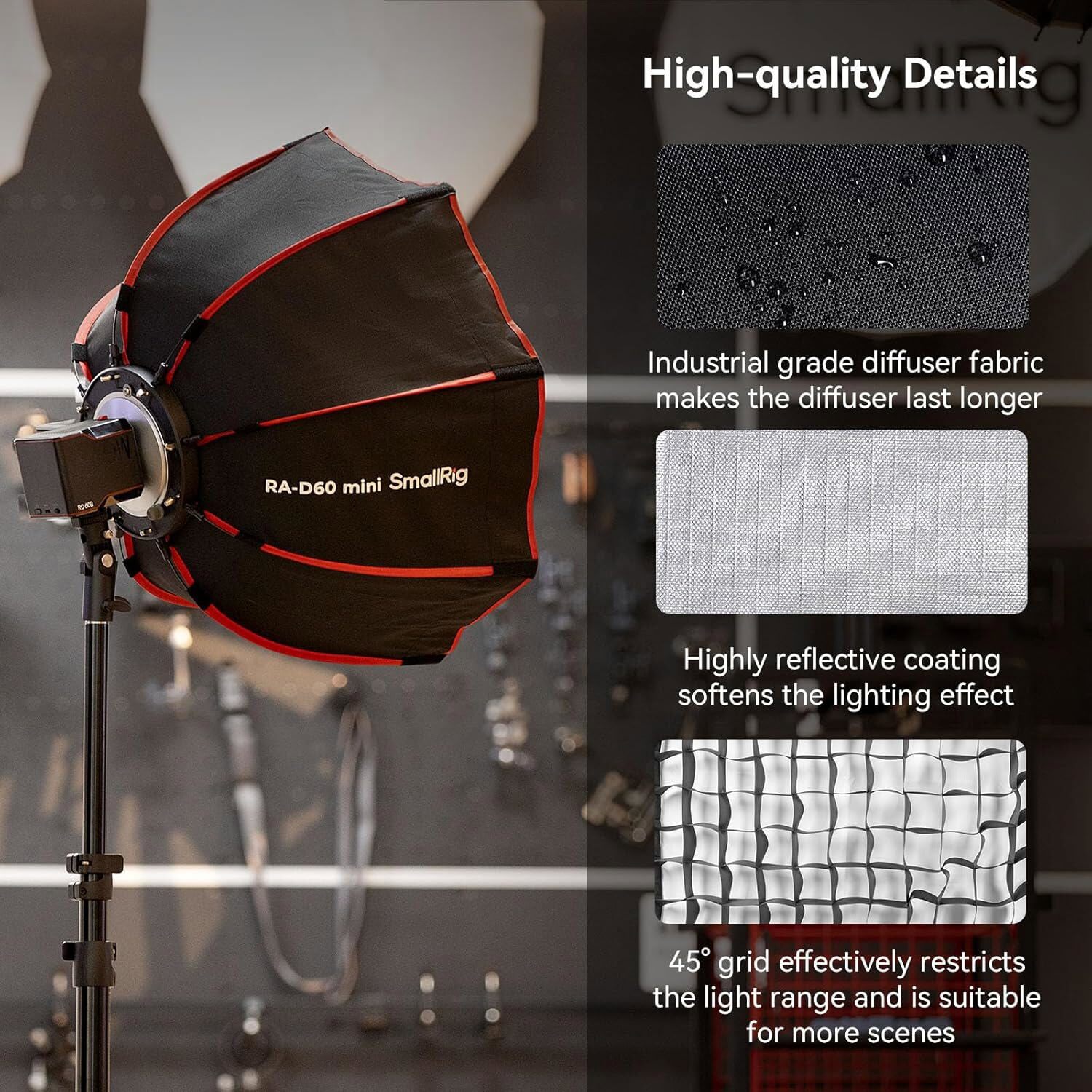 SmallRig RA-D60 Parabolic Softbox, 23.6"Quick Release Softbox for Photography