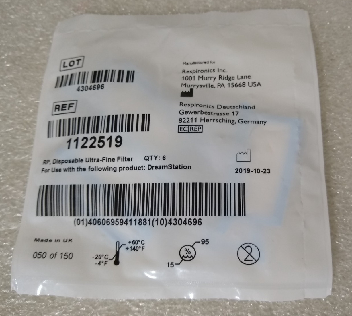 6 Pack New Sealed Philips Dreamstation Disposable Filters Filter 1122519