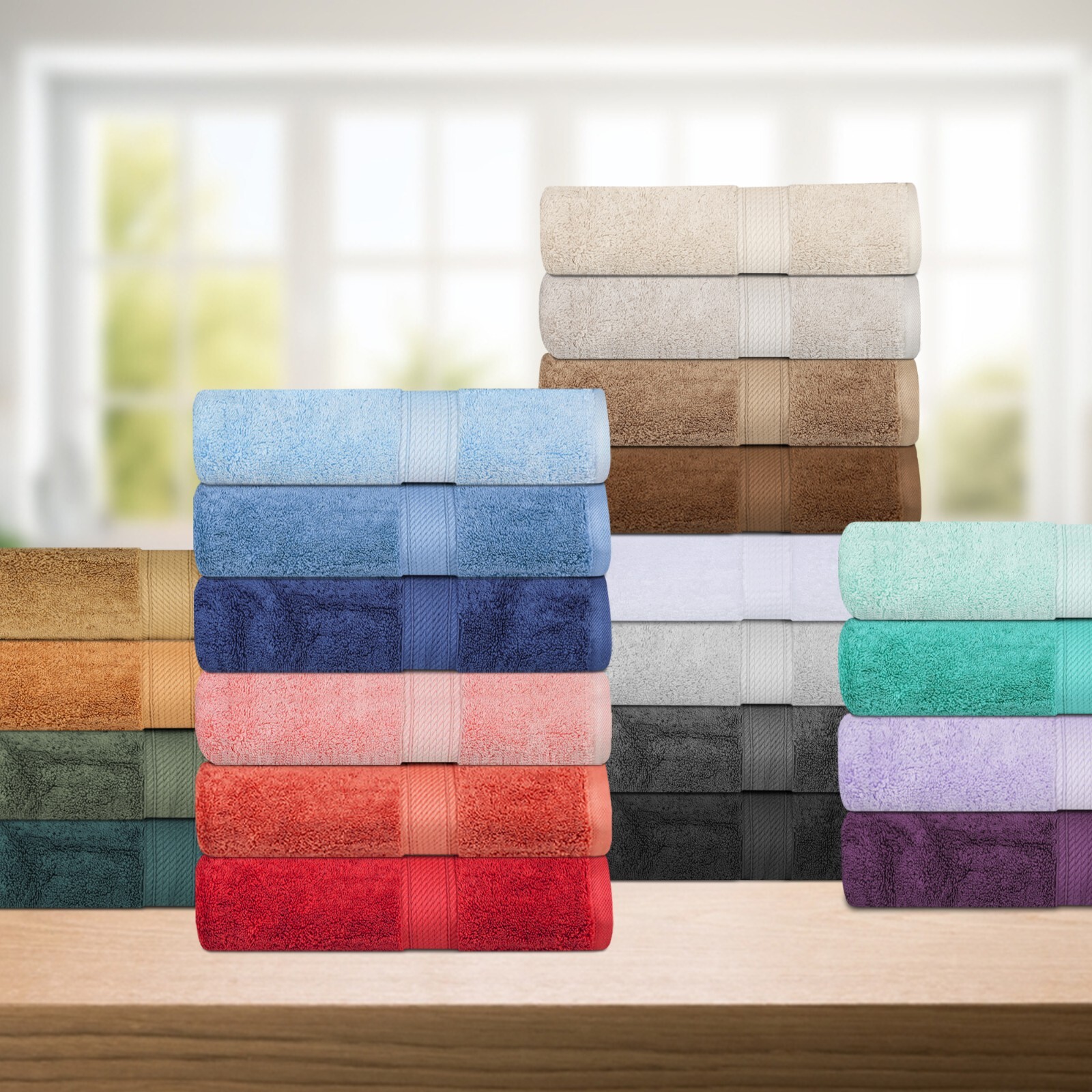 6 Piece Solid Egyptian Cotton Pile Modern Soft Absorbent Quick Drying Towel Set