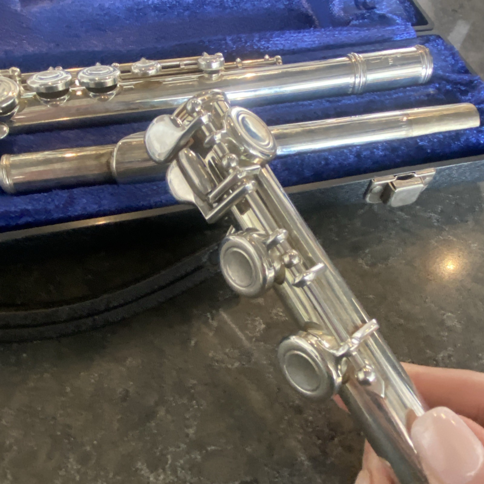 Emerson USA Open Hole Flute + Case Silver Plate Stamped 47799 1 AS IS PREOWNED