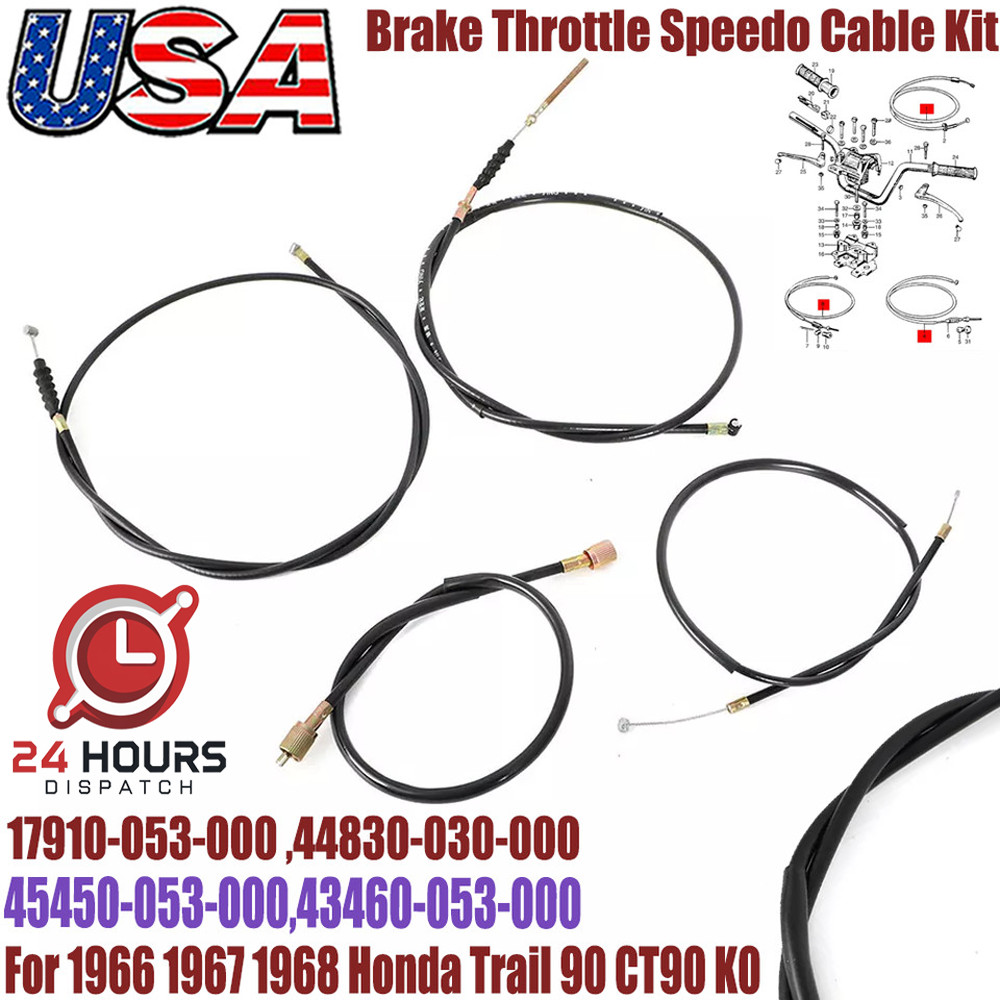 For 1966 1967 1968 Honda Trail 90 CT90 K0 Brake Cable Throttle Speedometer Cable