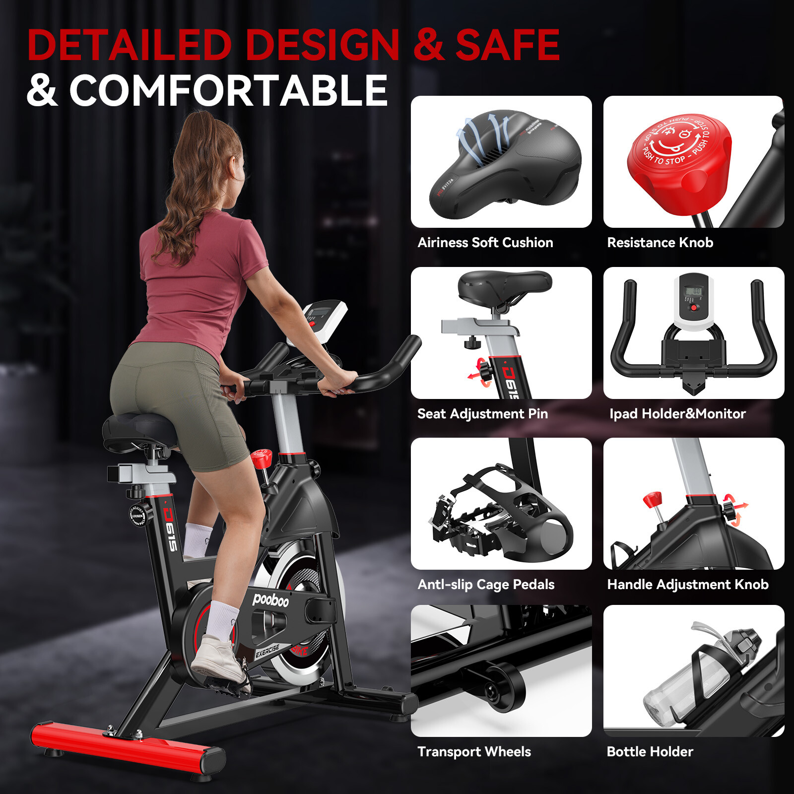 Indoor Cardio Workout Bike Stationary Bike Cycling Fitness Bike Exercise Bike
