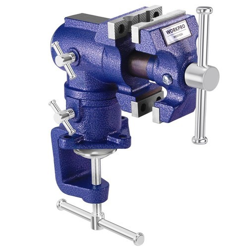 WORKPRO Portable Dual Jaws Table Vises 2.5"&1.5" 360° Swivel Clamp-On Bench Vise