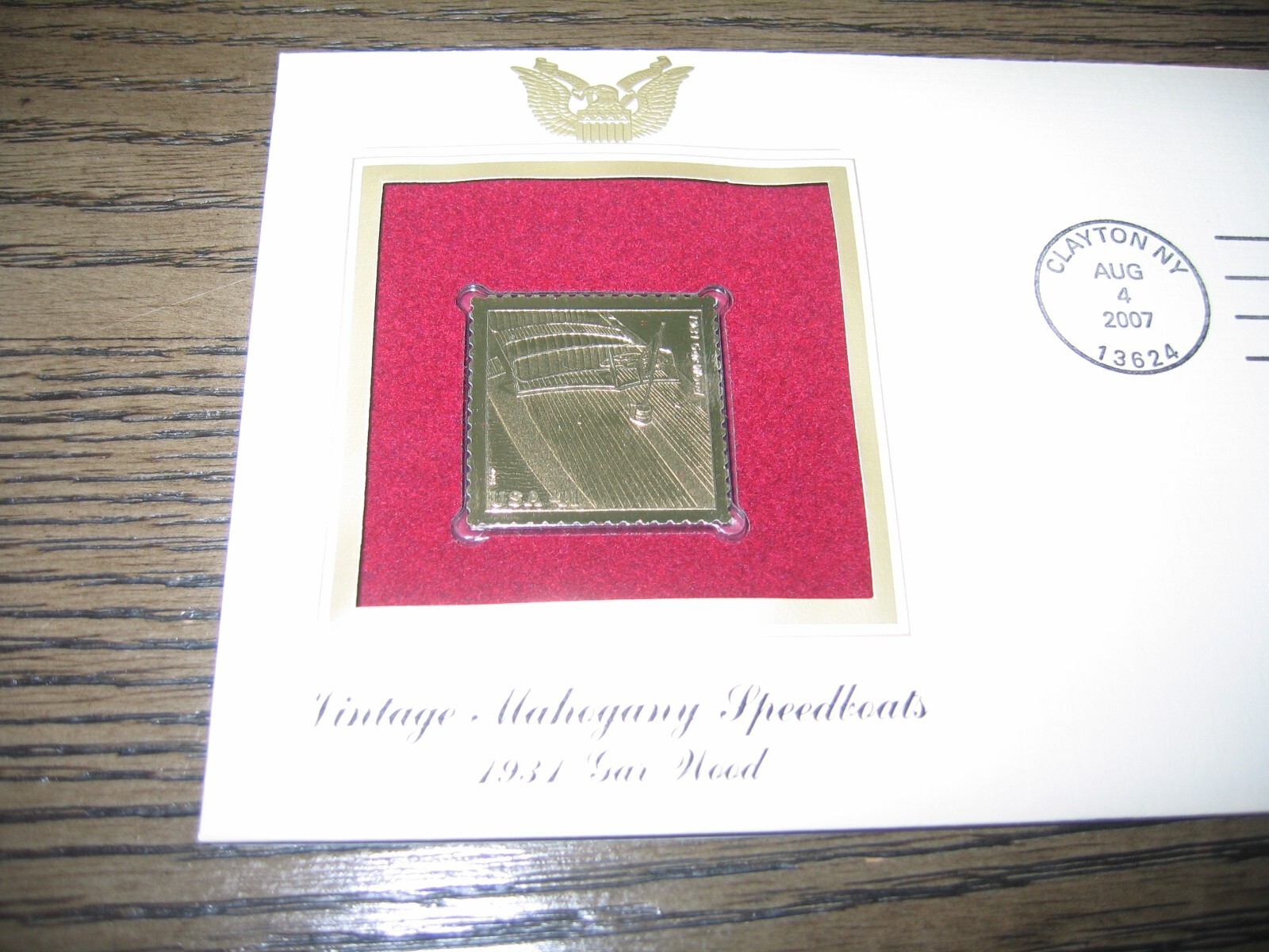 2007 Vintage Mahogany Speedboats 1931 Gar Wood replica Golden Cover Stamp