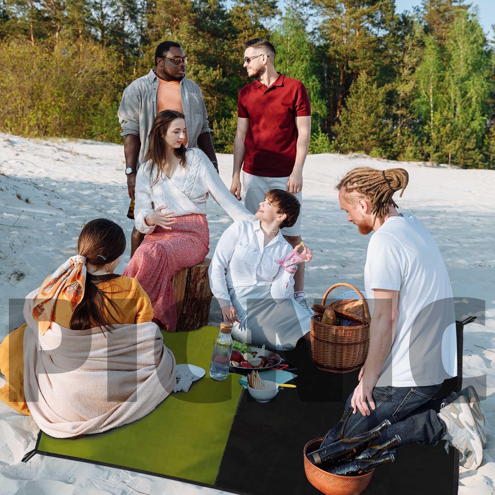 Frelaxy Pocket Picnic Blanket, Waterproof Sandproof Beach Mat, Compact Camping T