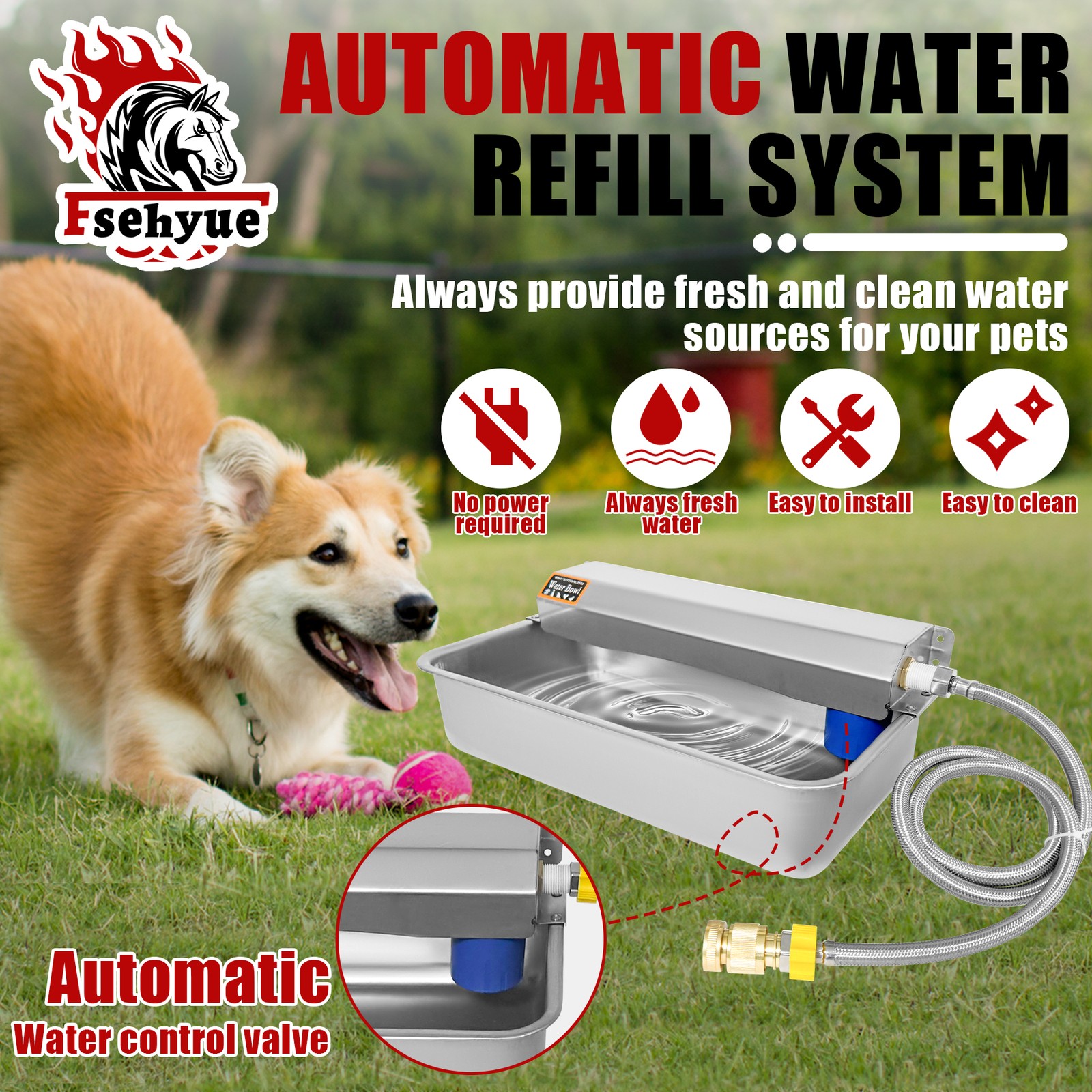 Automatic Dog Water Dispenser 2 Gallons 304 Stainless Steel Dog Water Bowl