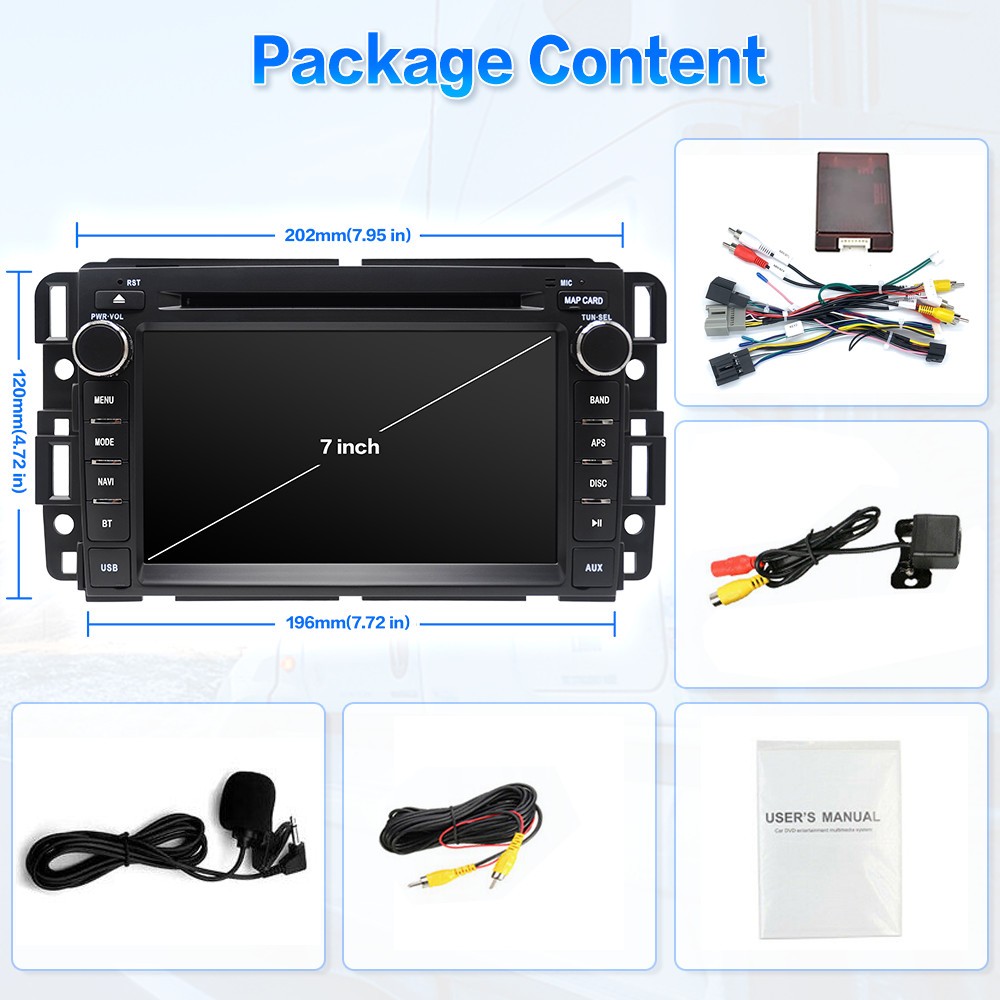 Car Radio Stereo DVD Apple Carplay For Tahoe Yukon Silverado Traverse 2007-2013