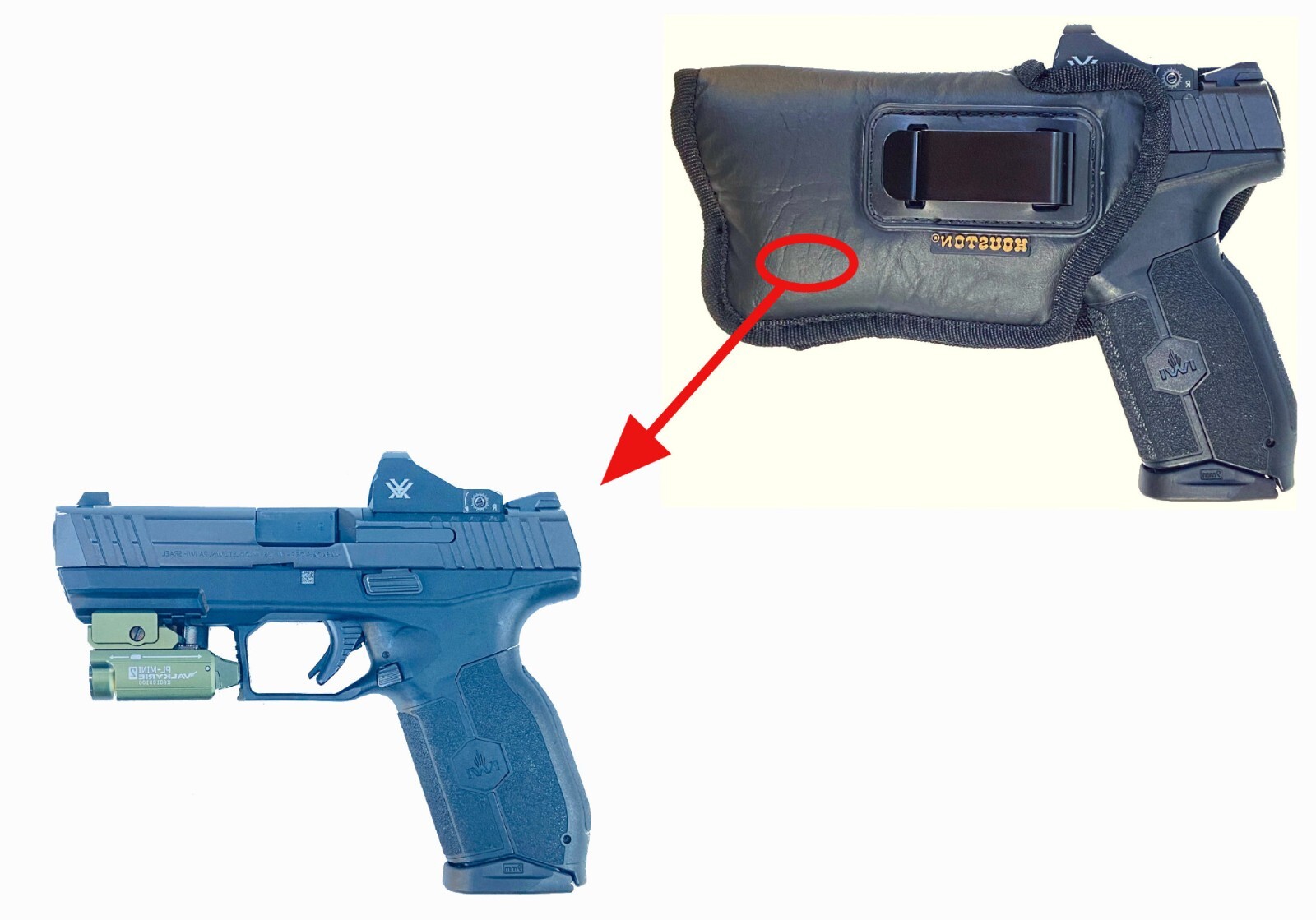 Red Dot & Laser/Light Combo Optic Cut + Laser IWB Houston Holster - Choose Size