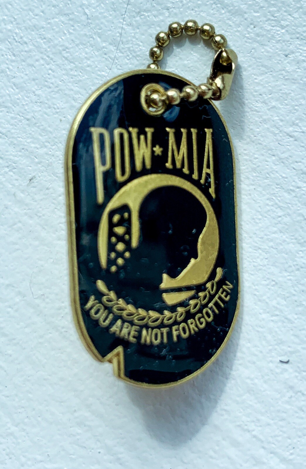 POW MIA Pin Dog Tag Military Pin Back Brass Army Marines Navy Not Forgotten NEW