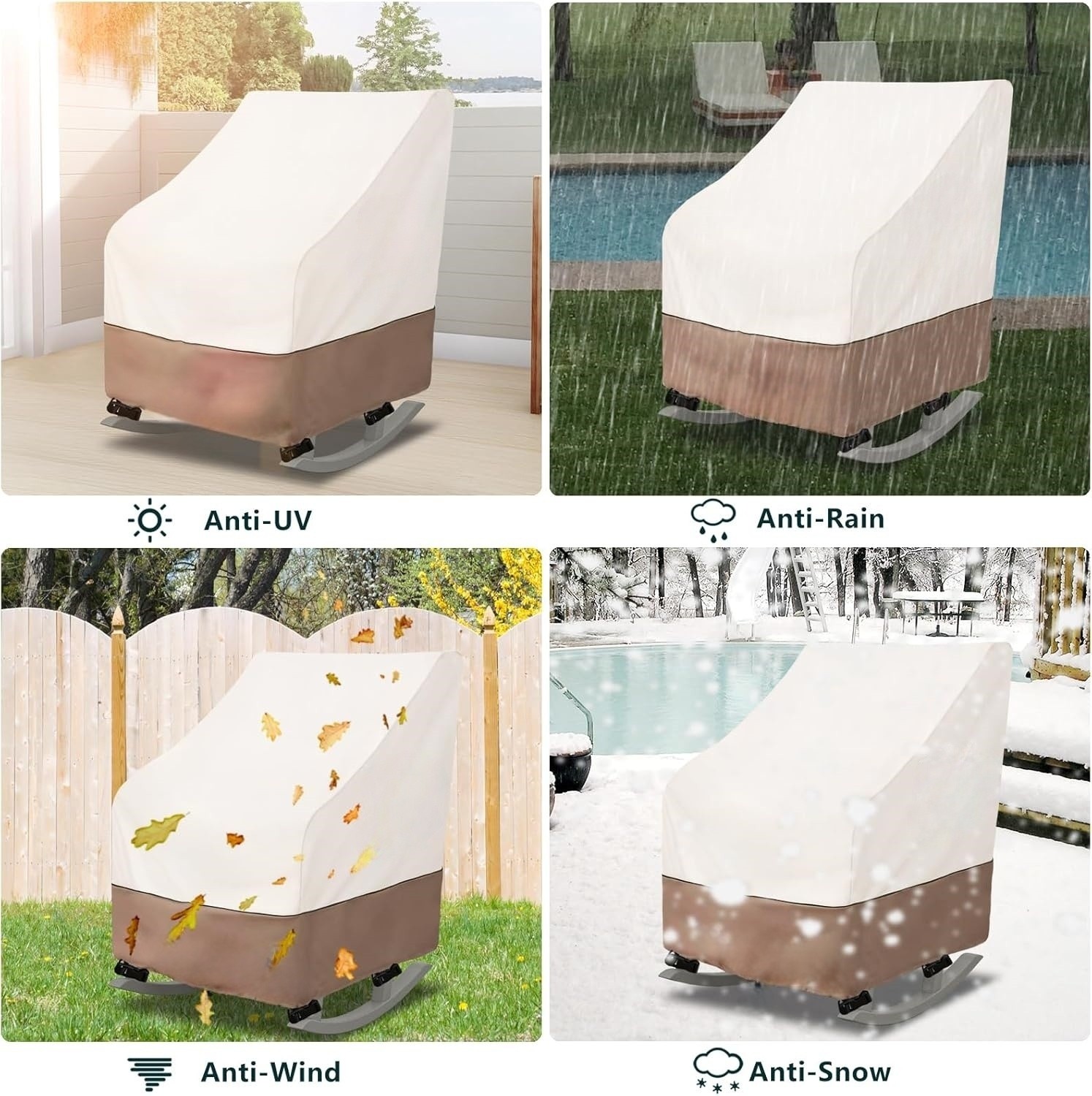 HBN 2Pcs Patio Chair Covers, Waterproof Patio Furniture Covers, 33” x 33” x 36”