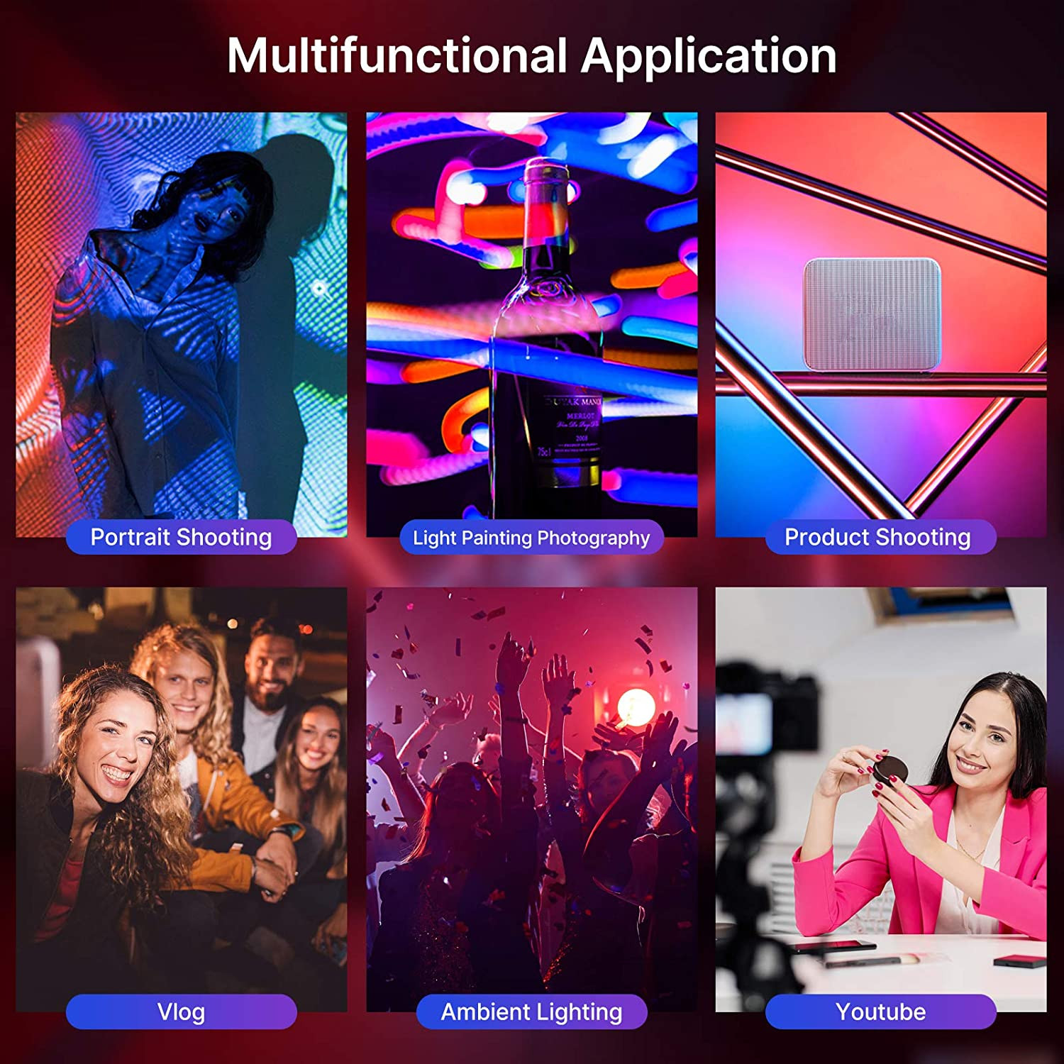 VL49 RGB Video Lights, LED Camera Light 360° Full Color Portable Photography Lig