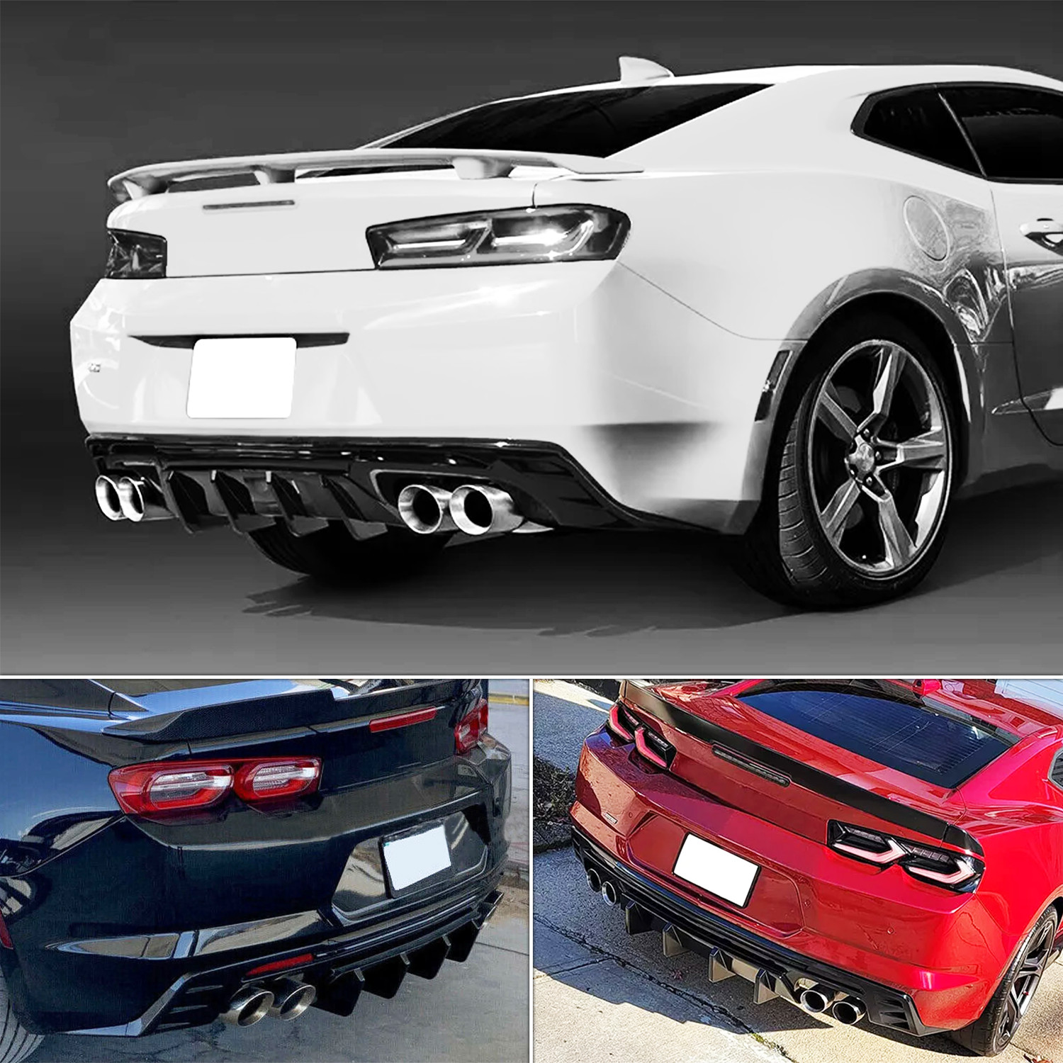 Carbon Fiber Rear Bumper Lip Diffuser Spoiler For Chevy Camaro SS LT LS 2016-24
