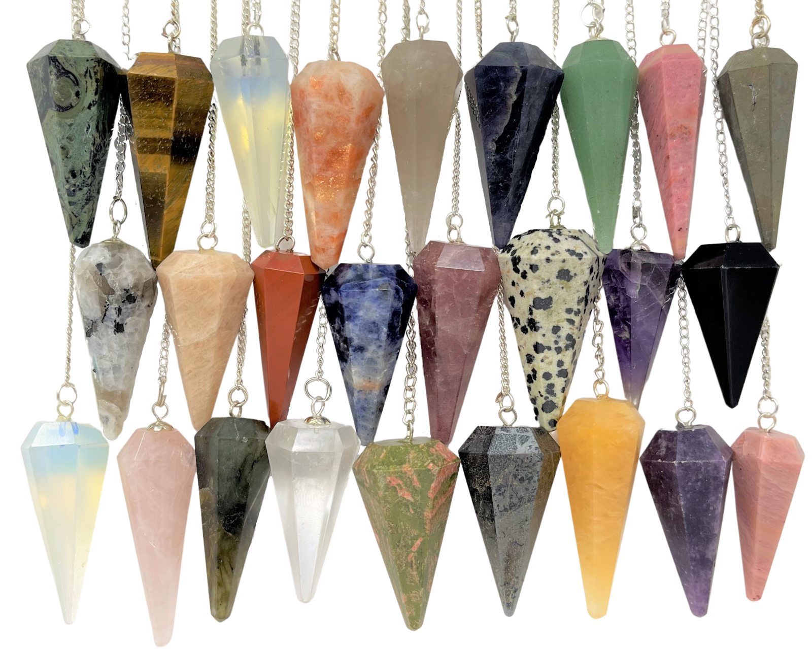 Crystal Gemstone Pendulums - Natural Faceted Pendulum (Dowsing, Divination)