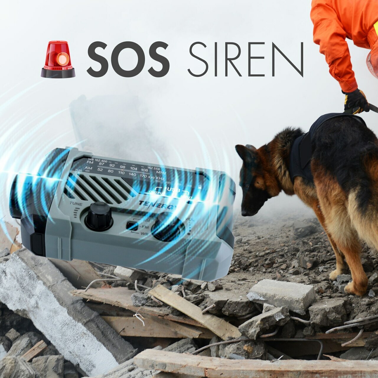 Tenergy Emergency Solar Hand Crank Weather Radio Power Bank Charger Flash Light