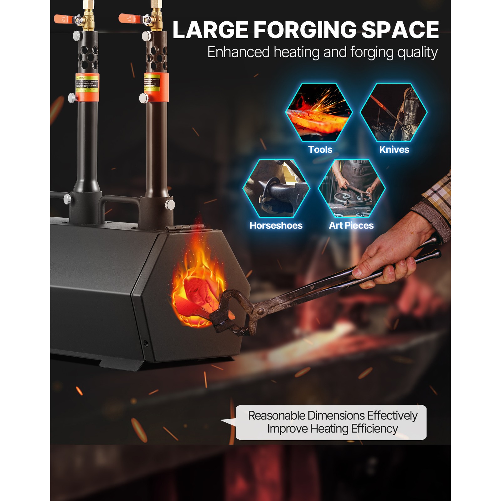 Uimoso Portable Propane Forge with 3 Burners for Metalwork and Knife Crafting