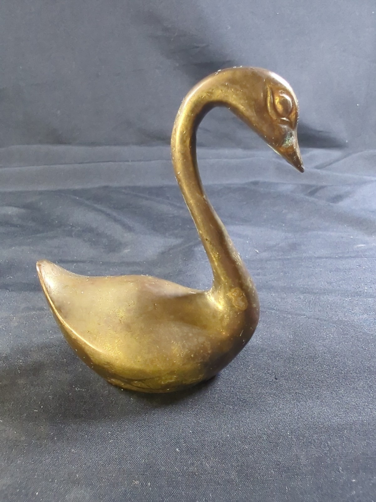 Pair Of Vintage Miniature solid Brass Swan Figurines Mid Century Modern Unique