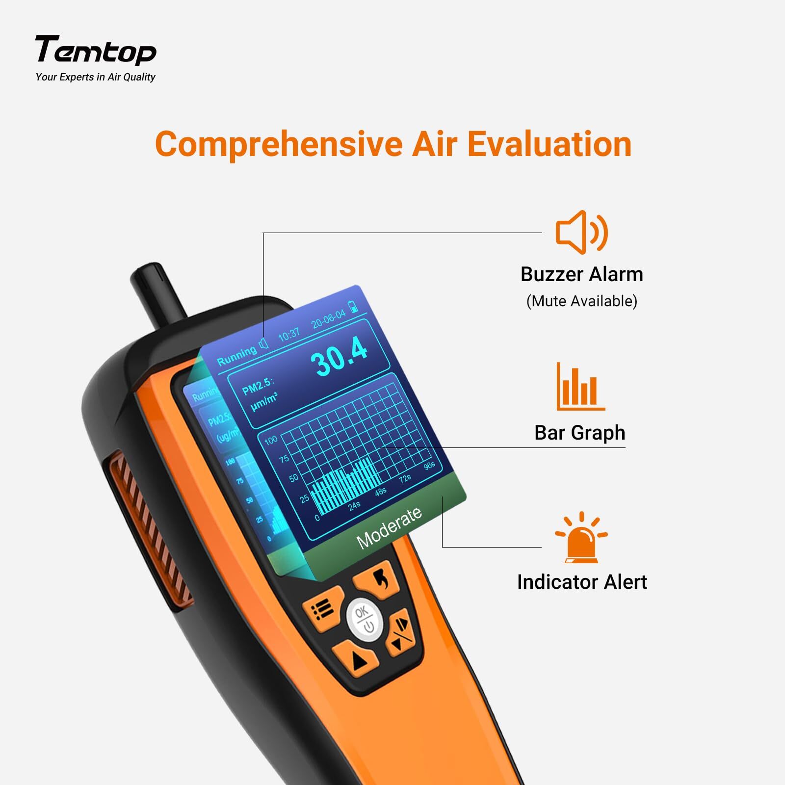 Temtop Air Quality Monitor AQI PM2.5/10 CO2 HCHO Formaldehyde Detector Tester