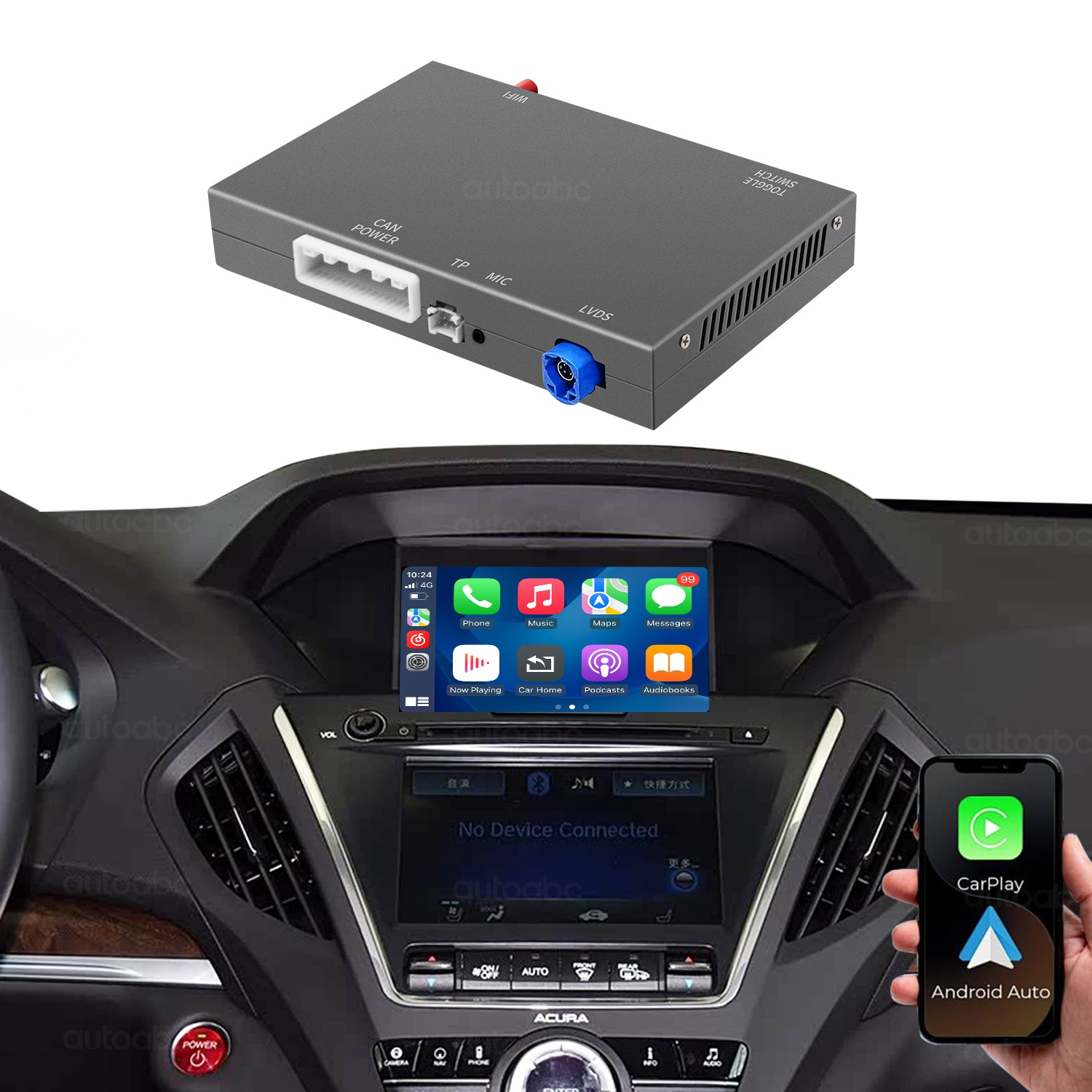 Wireless CarPlay Android Auto Retrofit Kit For Acura TLX TLX-L MDX RDX RLX ILX