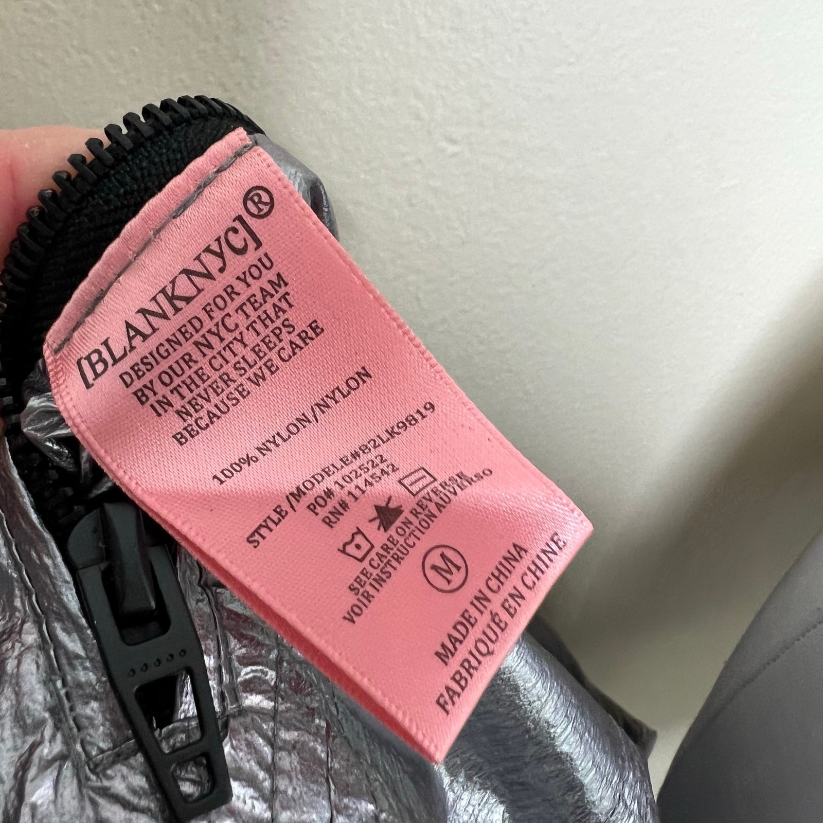 Blank NYC Reversible Jacket Medium Girls Silver Black Metallic Foil Packable New