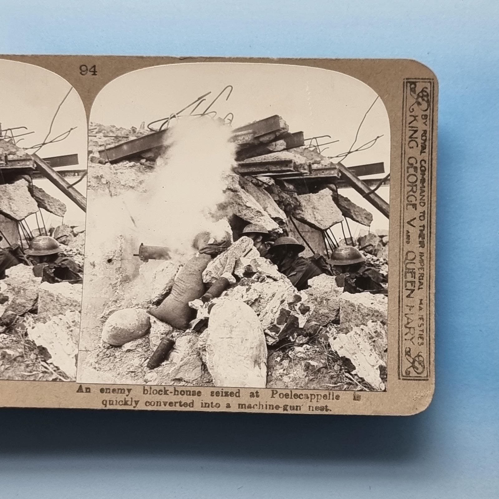 WW1 Military Stereoview C1916 Real Photo Poelcapelle Belgium German Blockhouse