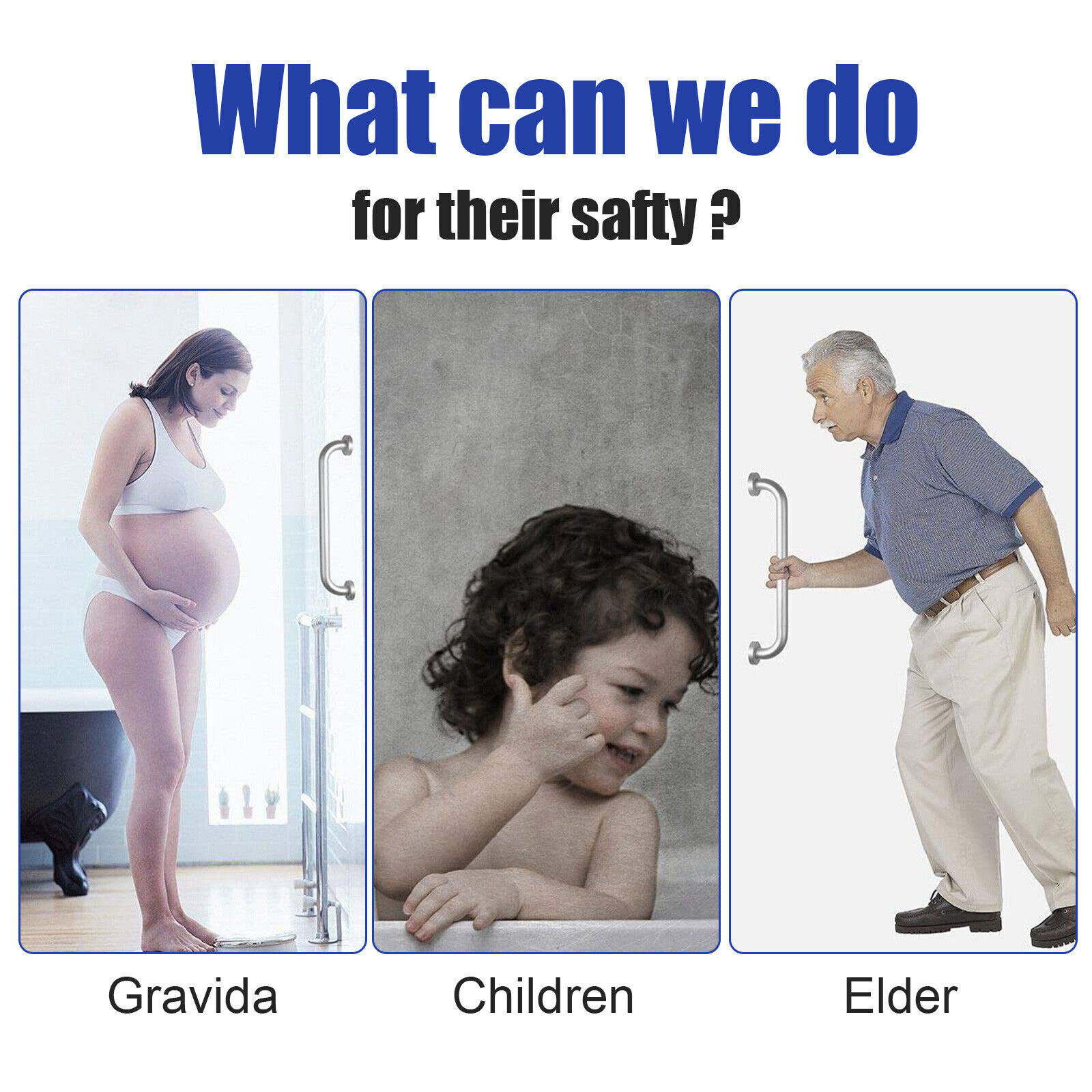 Stainless Steel Grab Bar Bathroom Safety Handicap Shower Tub Handle Support Lot