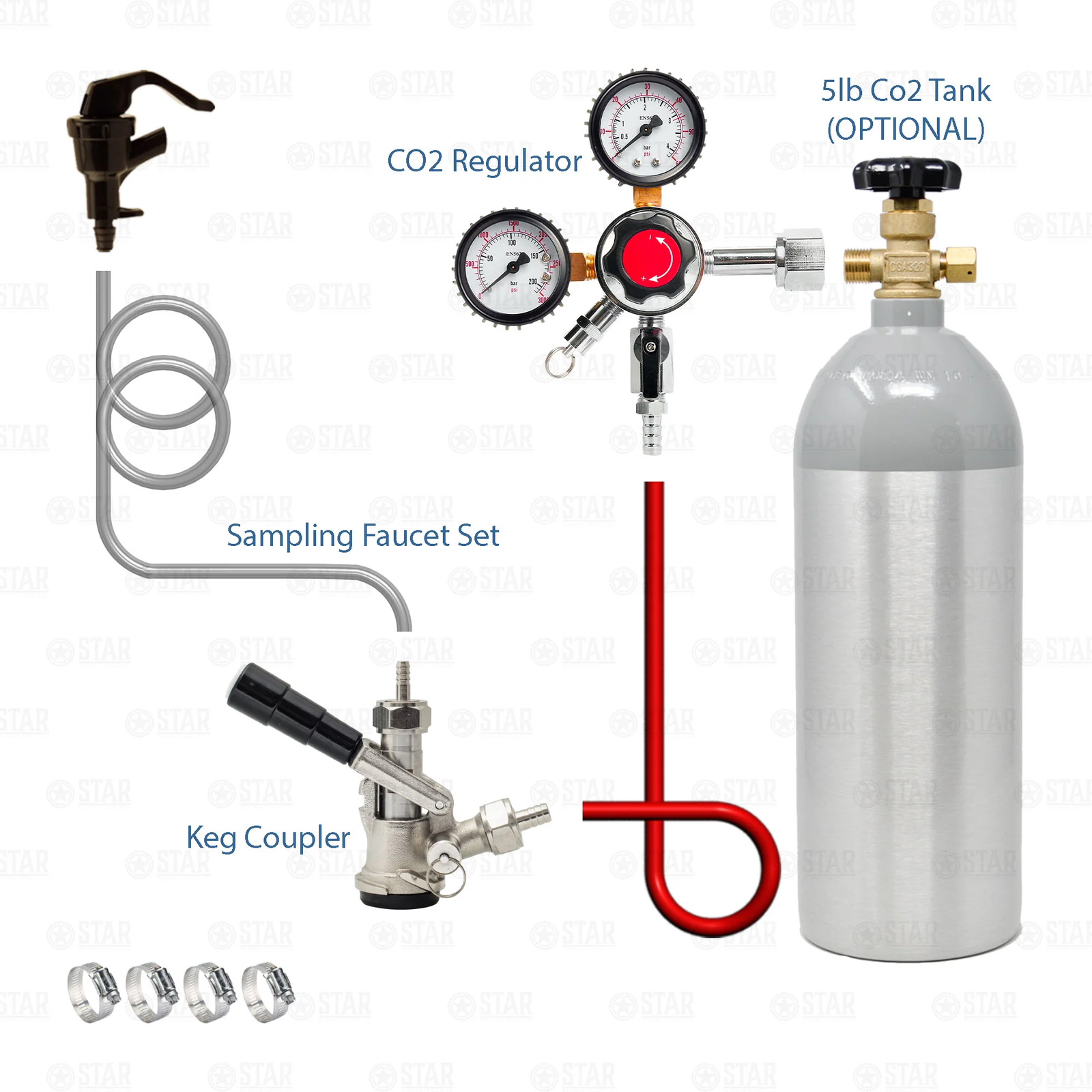 Sankey D Portable Party Beer Keg Tap CO2 Regulator Tank Picnic Dispenser Kit