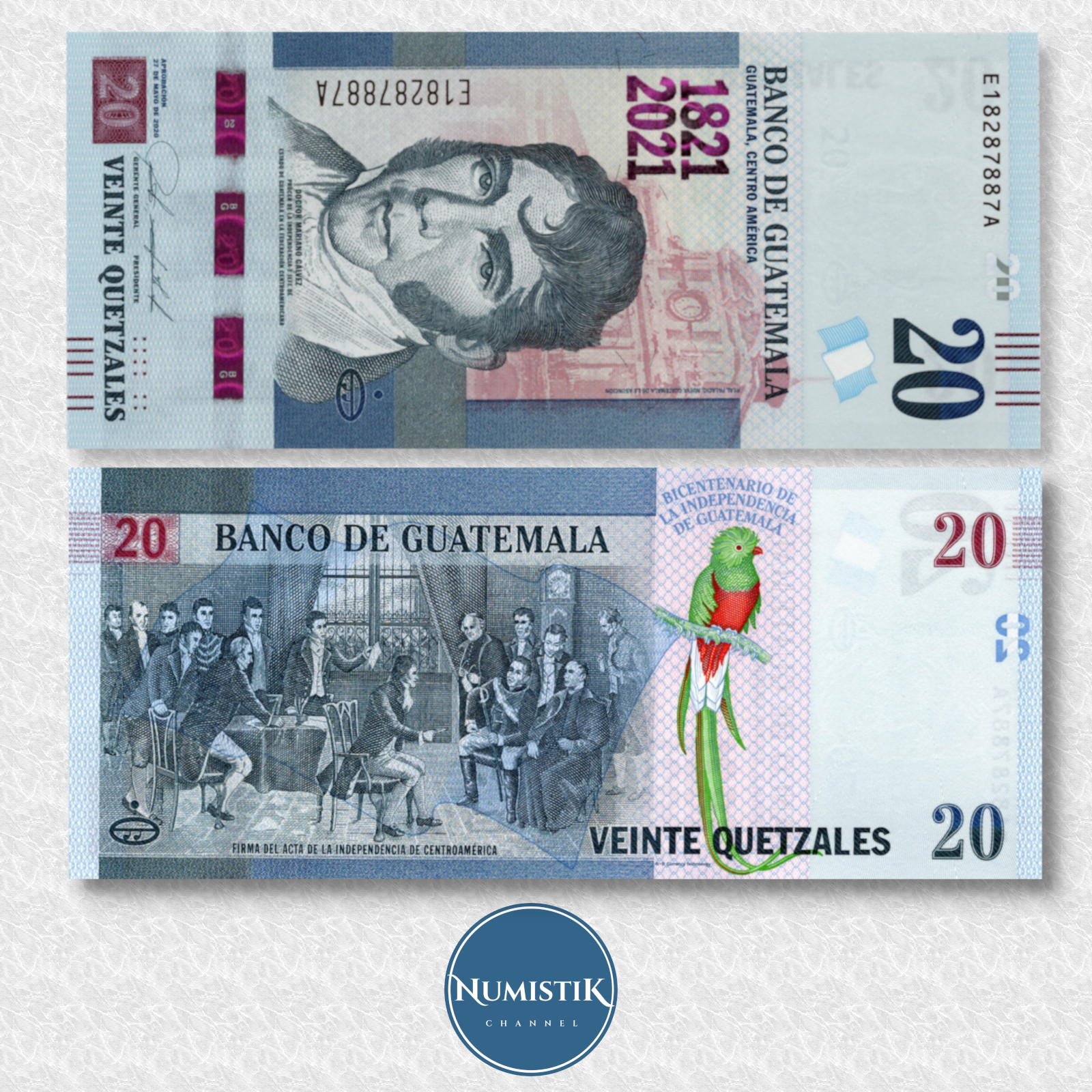 Guatemala 1, 5 & 20 Quetzals -Commemorative- UNC Banknote Set