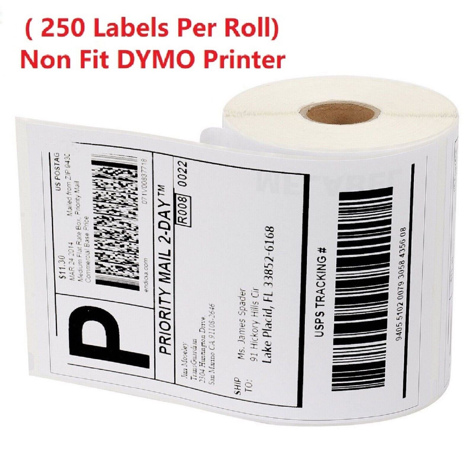 1 Roll label 4x6 Direct Thermal Shipping 250 labels Zebra Eltron ZP450 2844