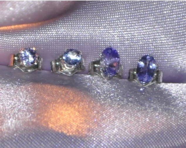 TWO PAIRS OF PETITE TANZANITE EARRINGS 5mm X 3mm OVAL & 3mm ROUND