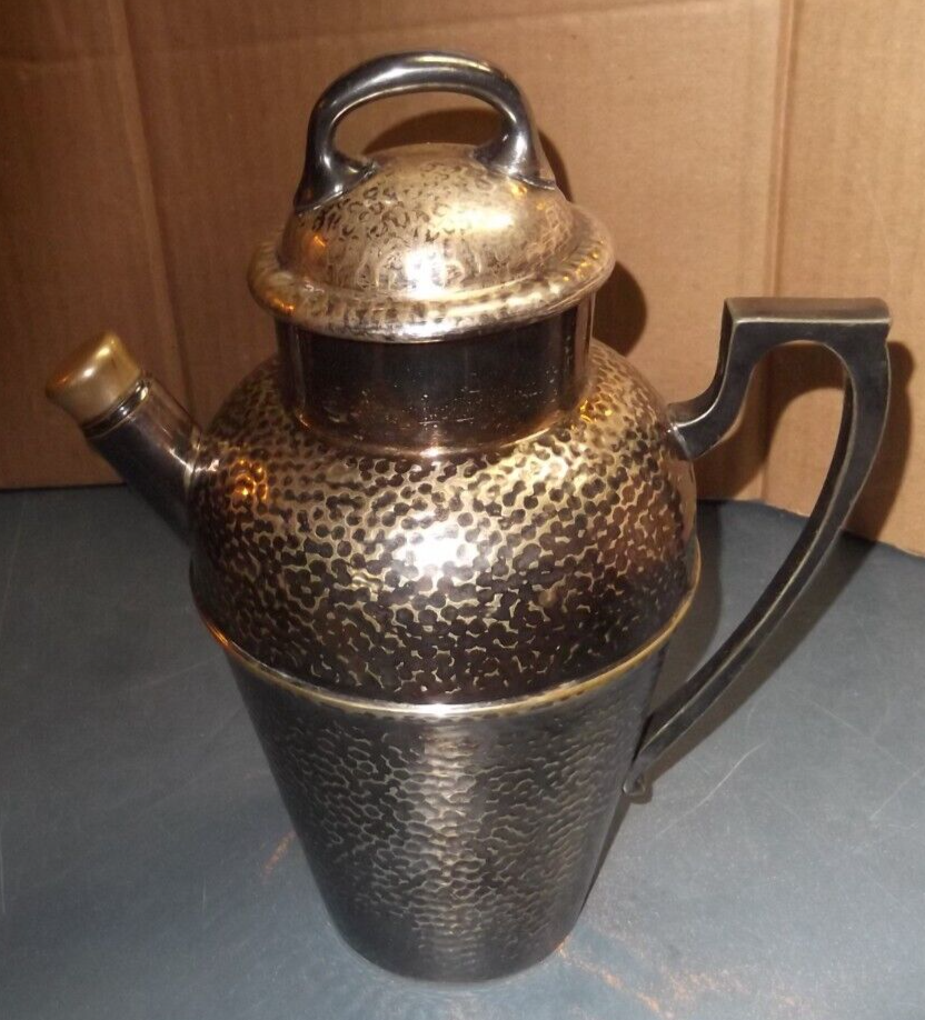 ANTIQUE 1920's COCKTAIL SHAKER NICKEL SILVER SILVERPLATED 580-66 QT SIZED 9.5"T