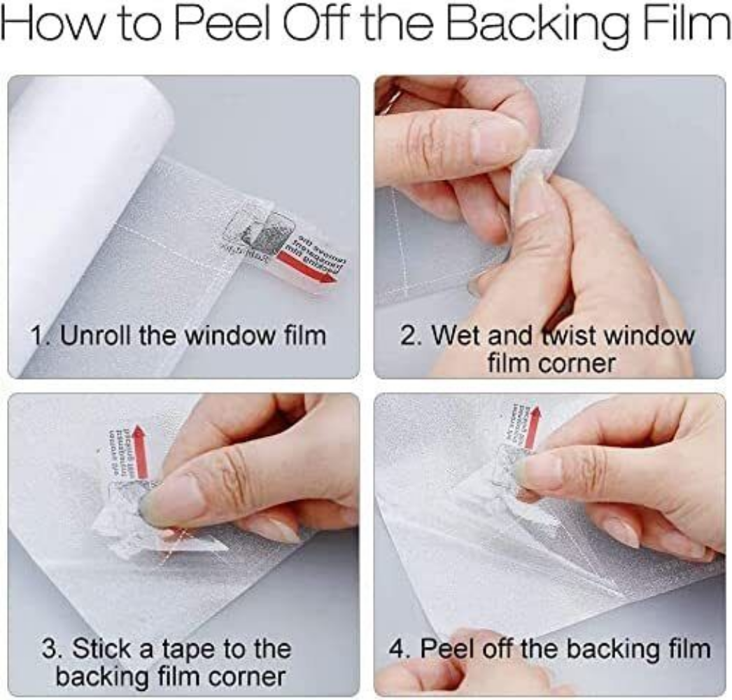 rabbitgoo Window Film Privacy Non-adhesive Tint Frosted Stained Glass Pure