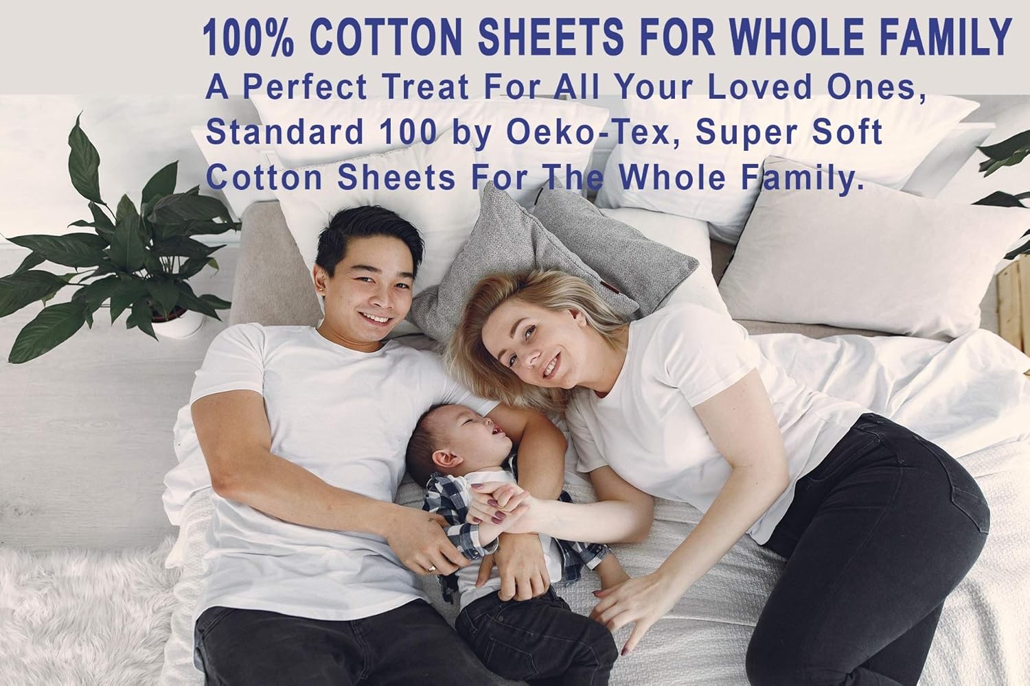 100% Cotton Full Size Bed Sheets, 4 Pieces, Soft & Breathable Percale Weave