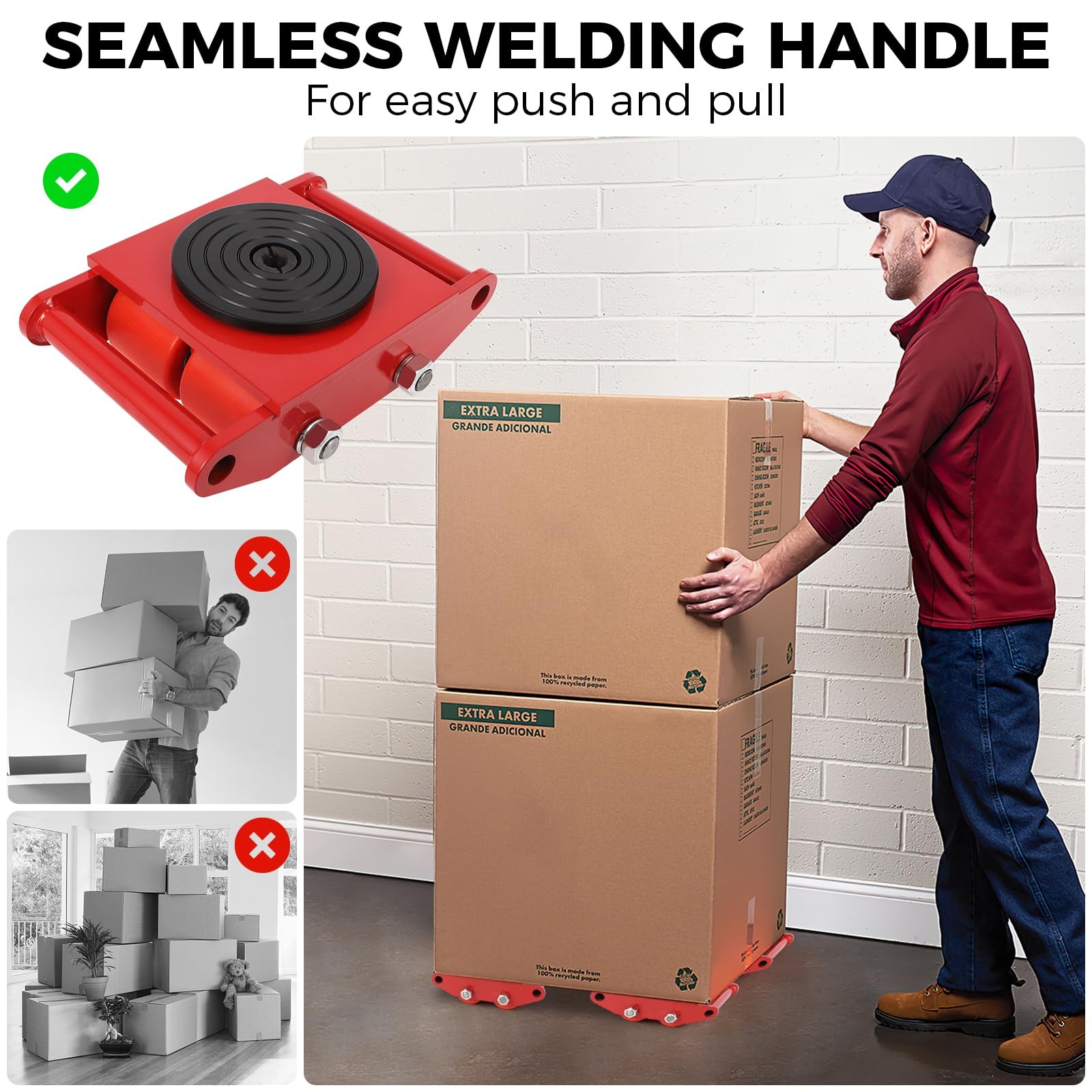 4PCS Machinery Mover 6T/13200lb Heavy Duty Machine Dolly Equipment Roller Skates